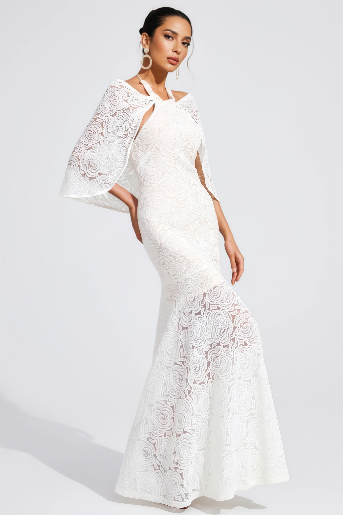 Wilyian White Embroidered Maxi Dress