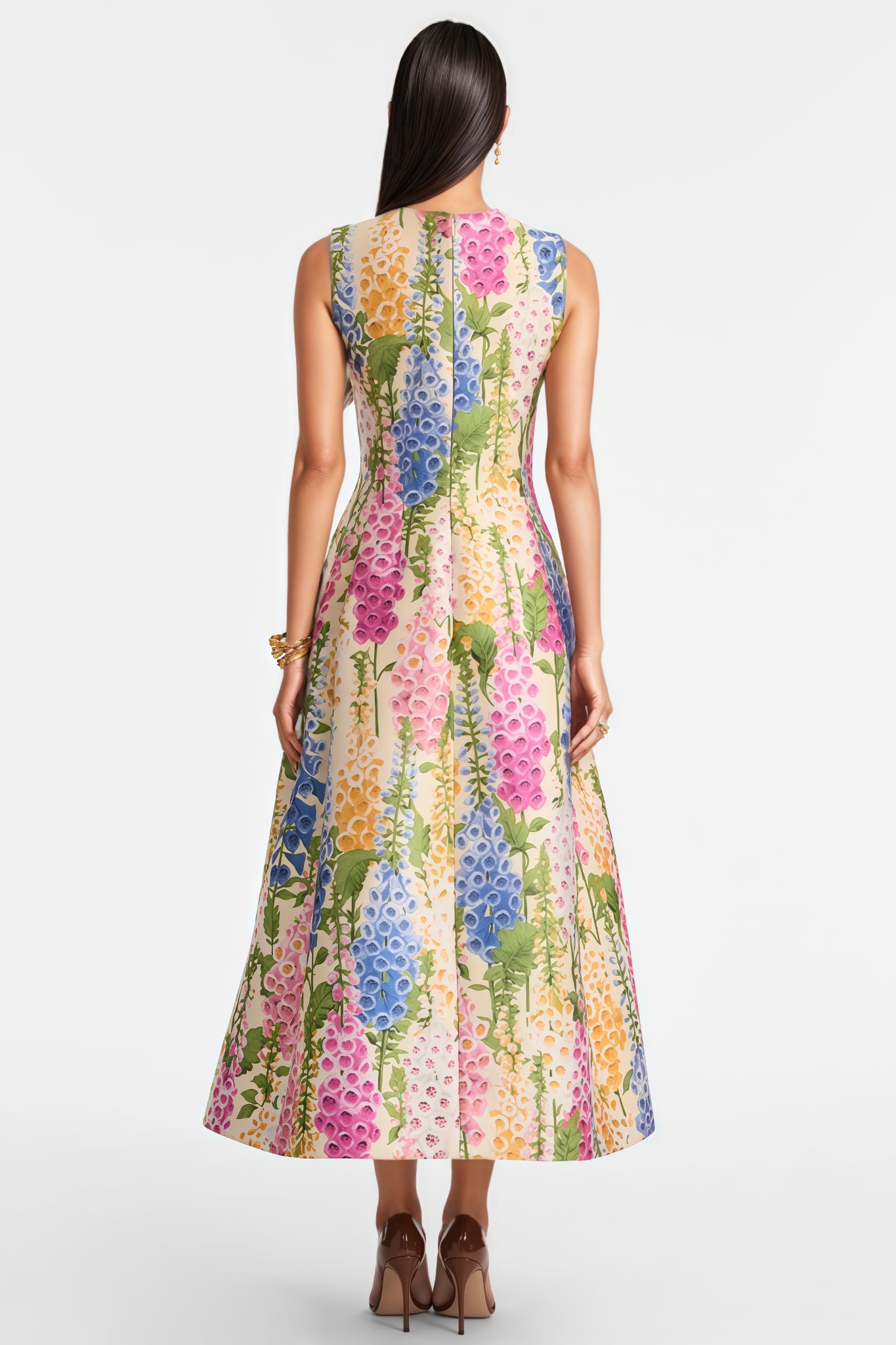 Chalnote Floral Print Sleeveless Maxi Dress