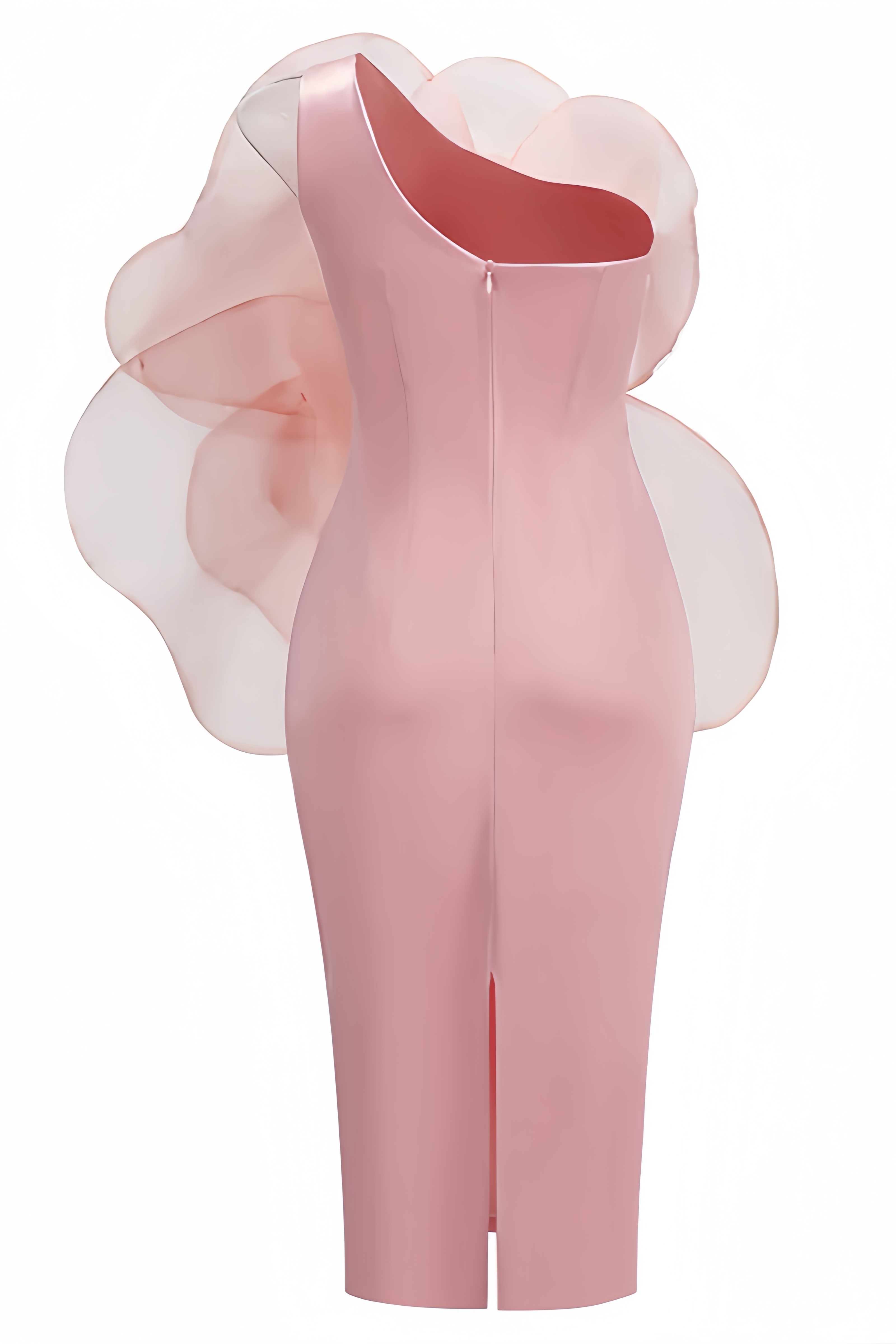 Alaya Slant Shoulder 3D Floral Midi Dress