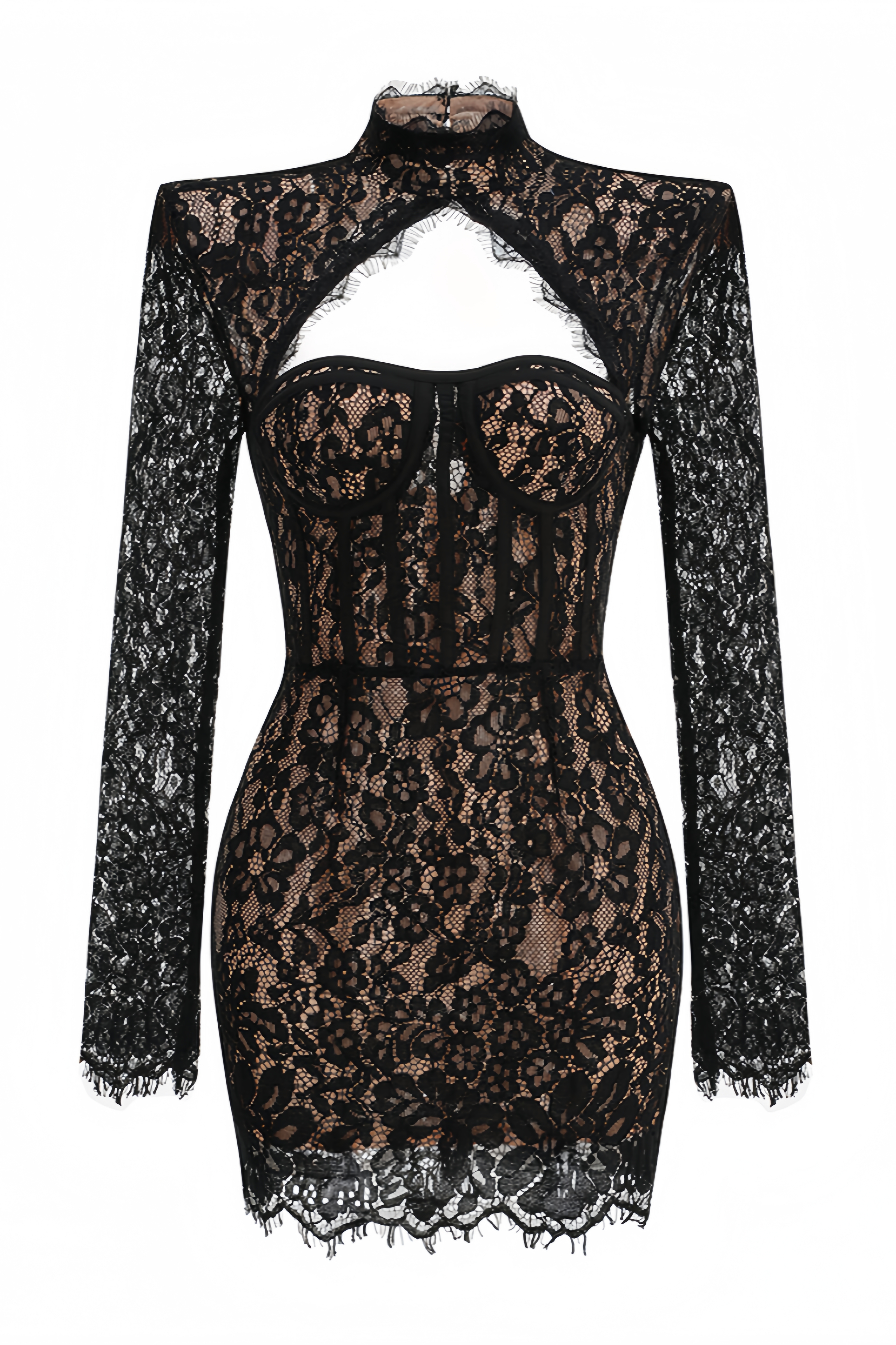Chairy Black Cut Out Lace Mini Dress
