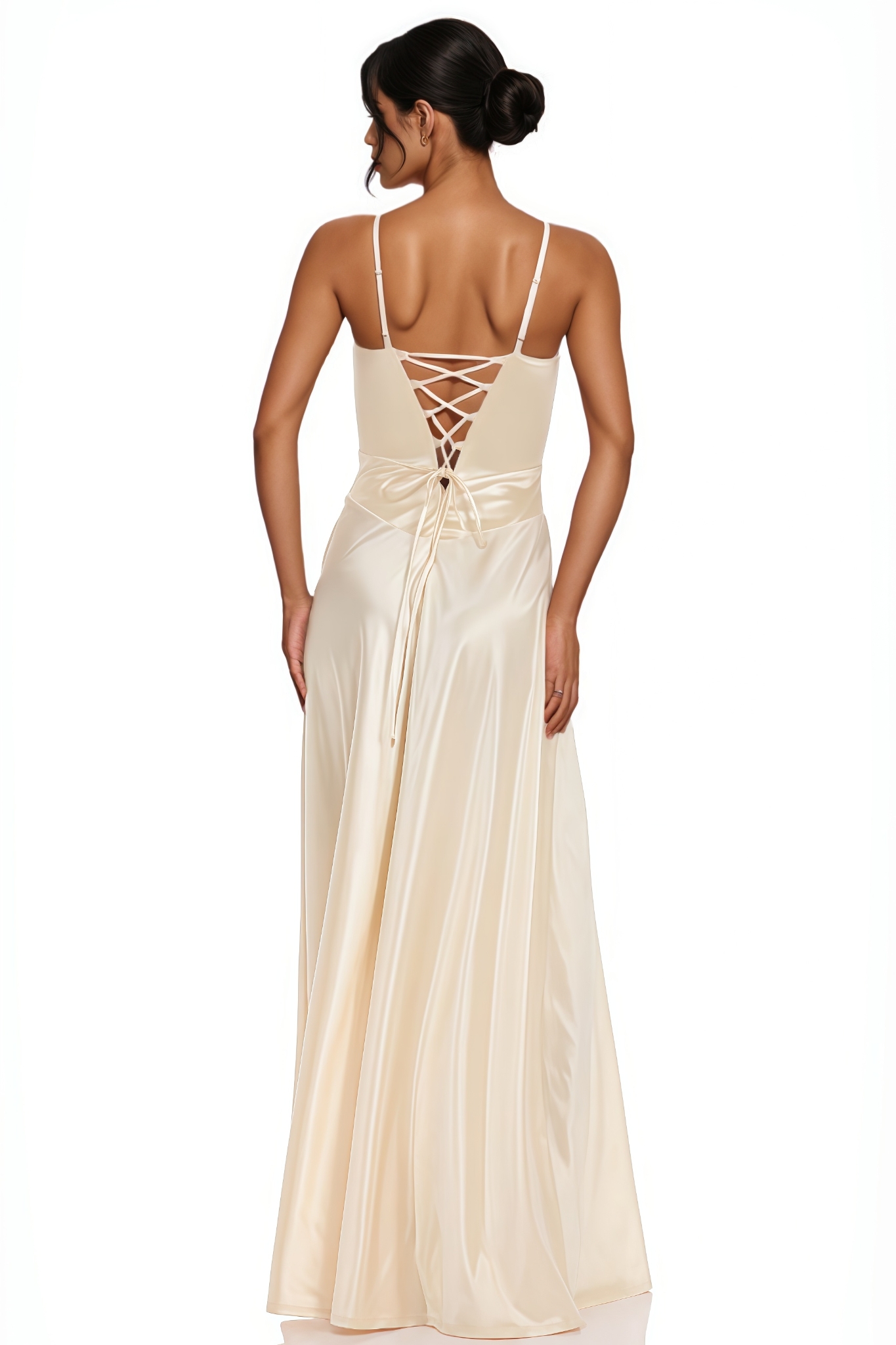 Thanse Satin Square Neck Maxi Dress