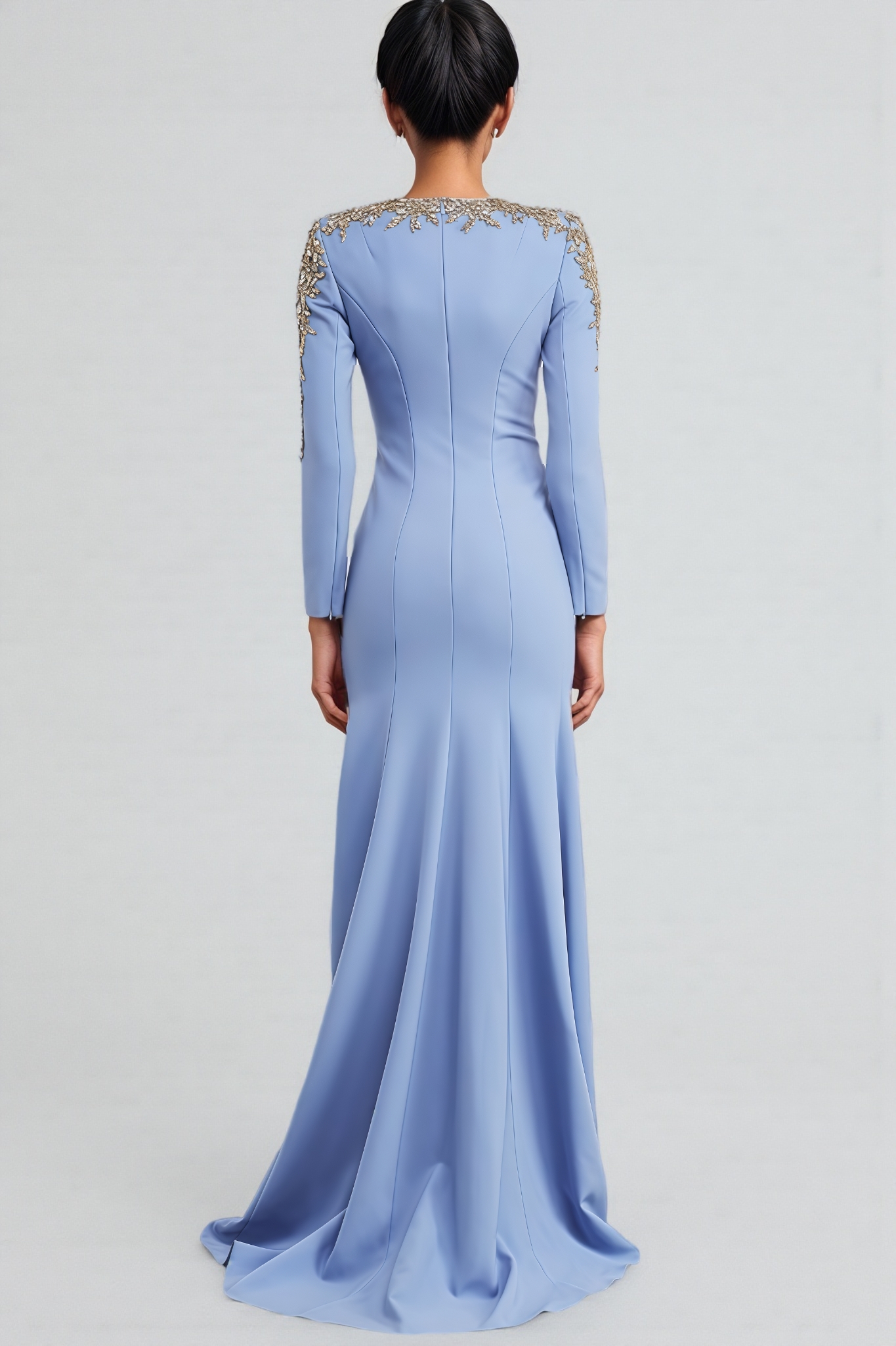 Leanna Blue Sequin Trimmed Maxi Dress
