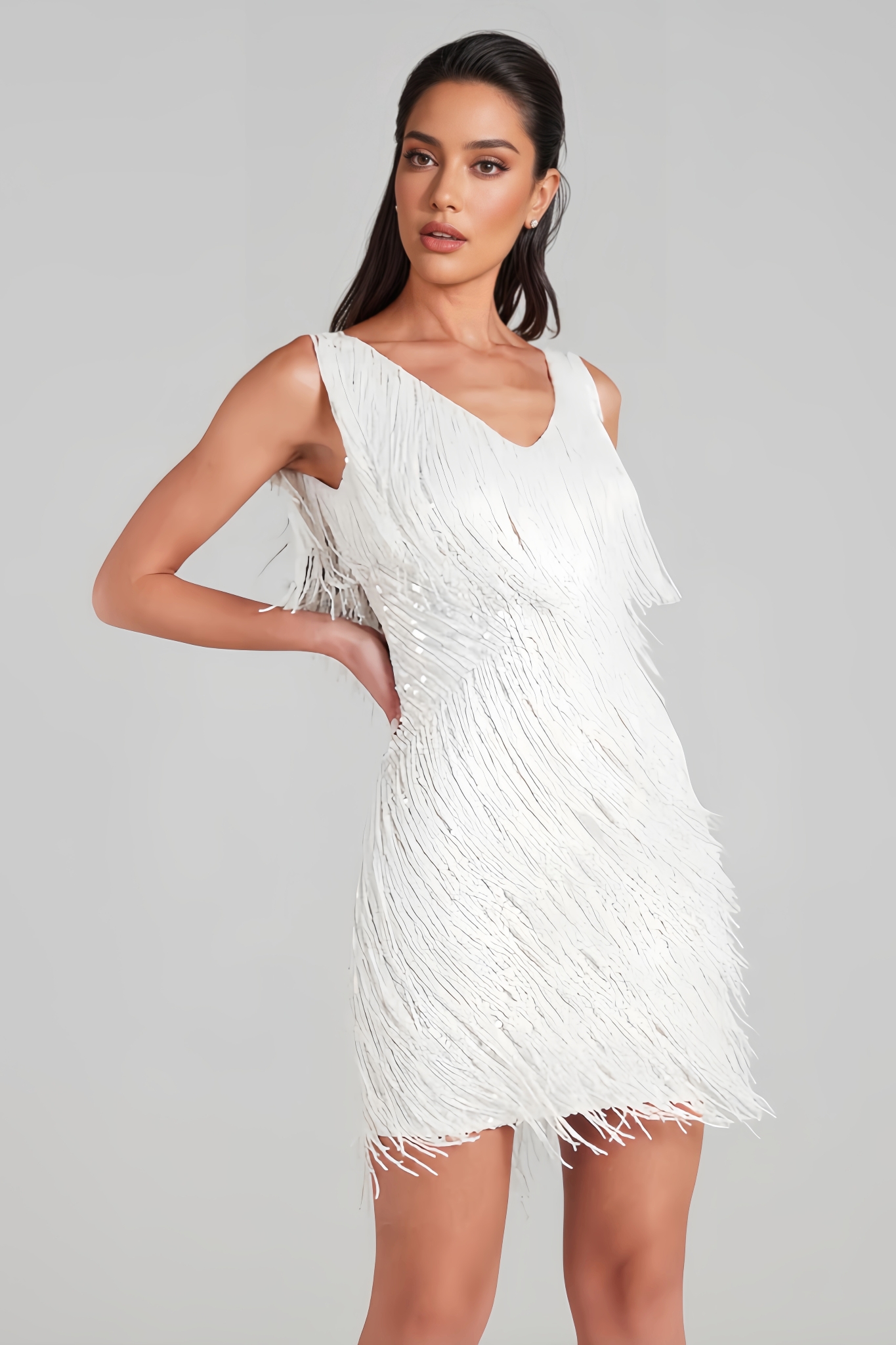Janan White Fringed Mini Skirt