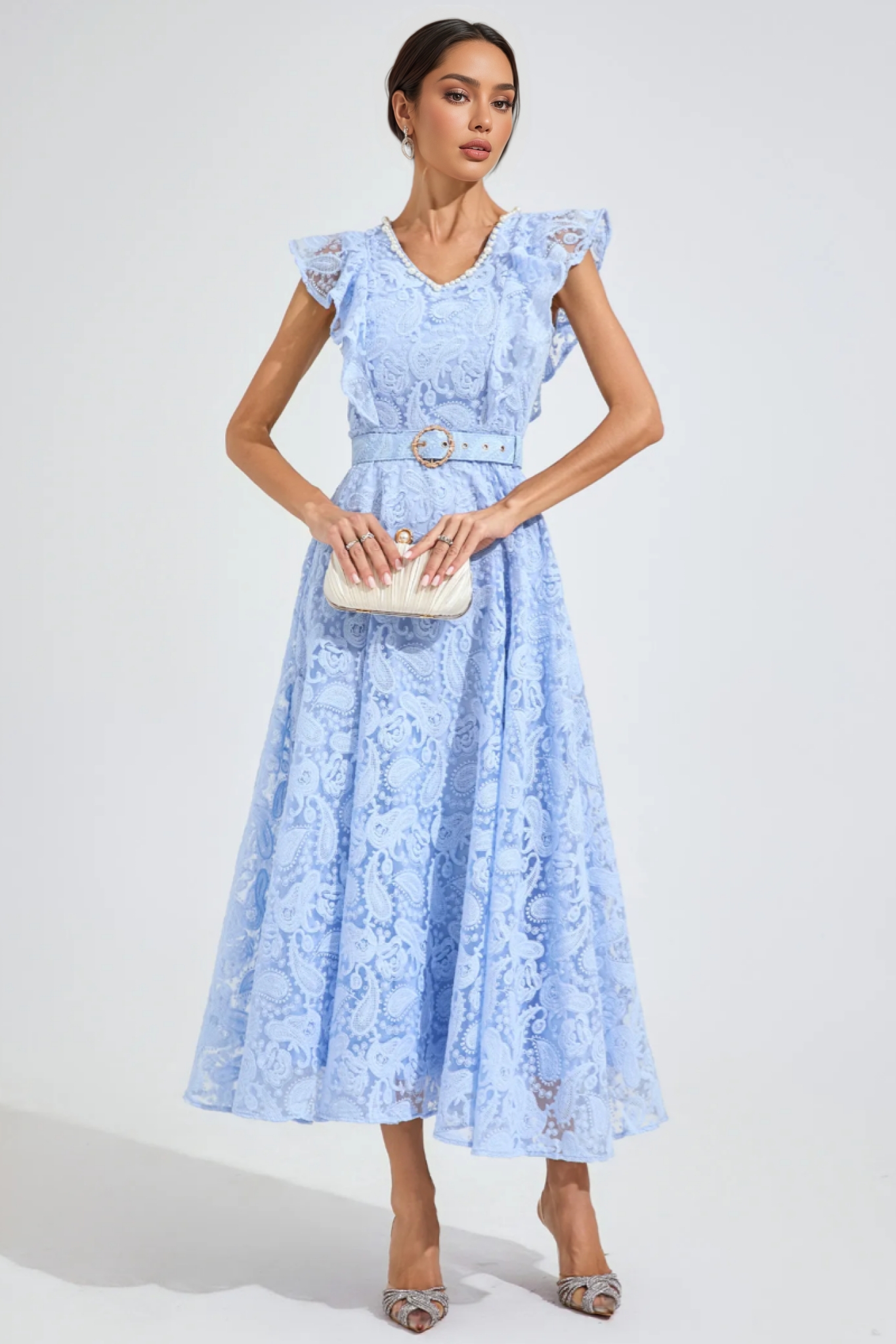 Barbara Sapphire Blue Wrap Midi Dress