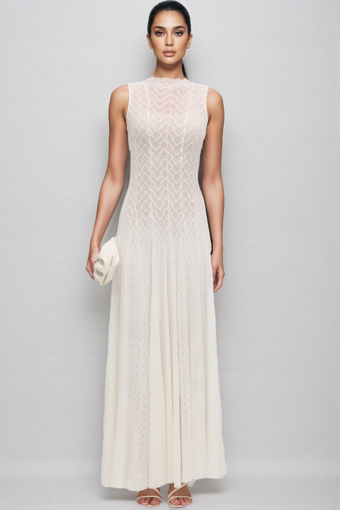 Lucas Solid Pointelle Sleeveless Maxi Dress