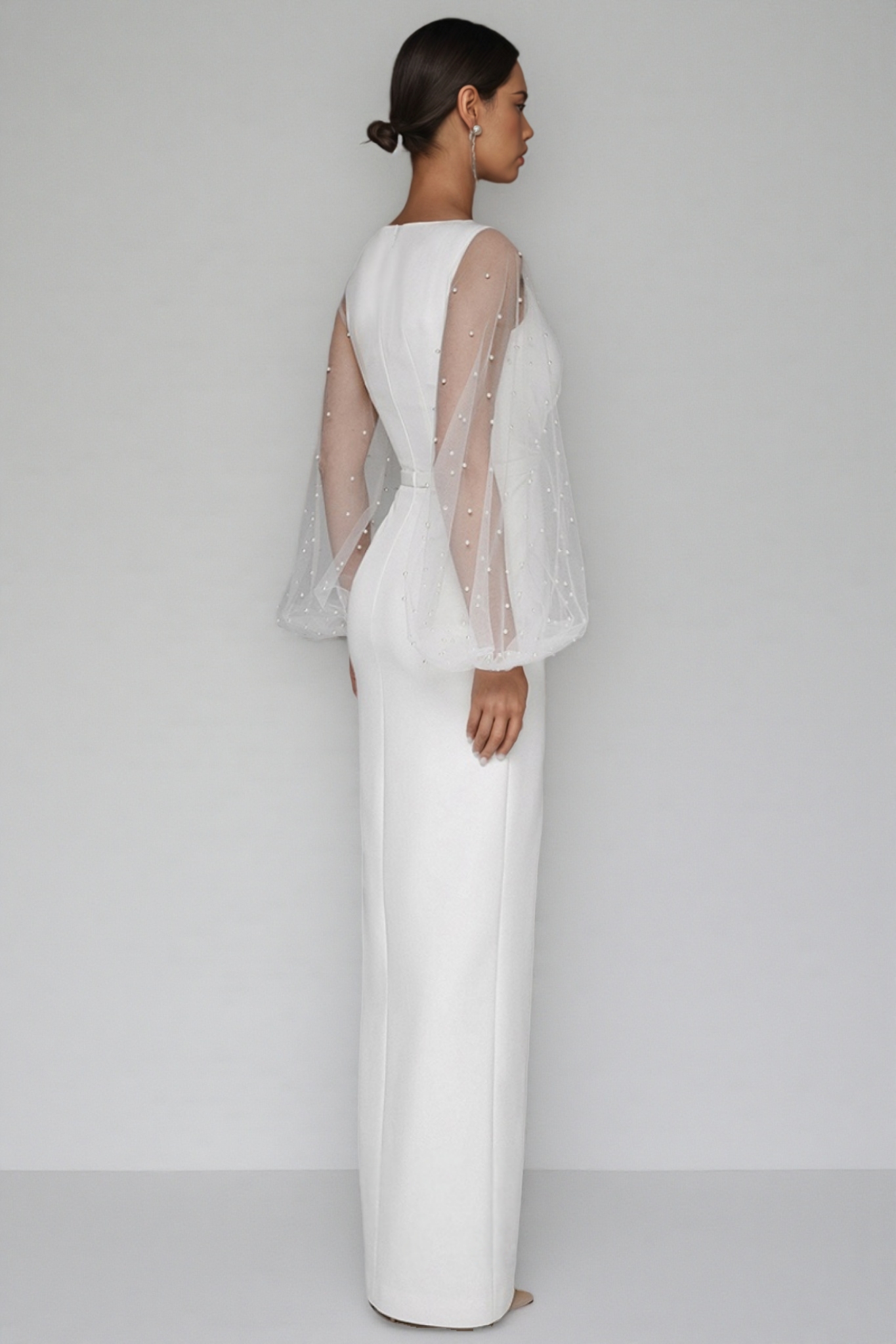 Carlotta White Deep V-Neck Slit Maxi Dress