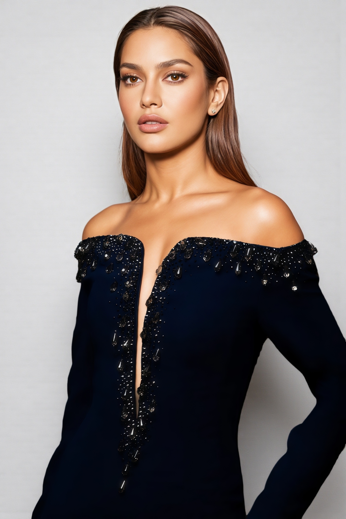 Janiyah Blue Sequin Long Sleeve Maxi Dress