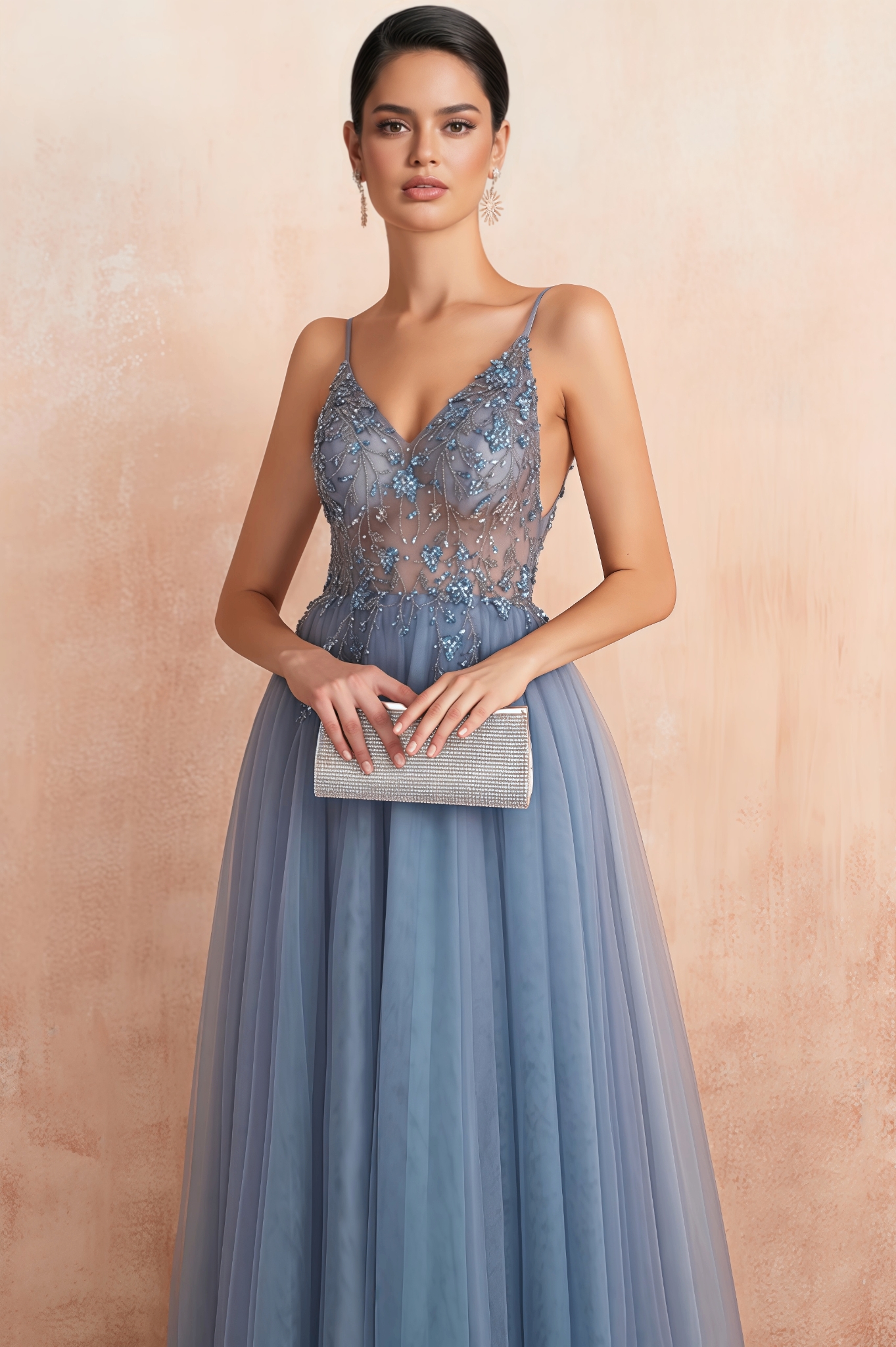 Luz Mesh and Diamond Maxi Dress