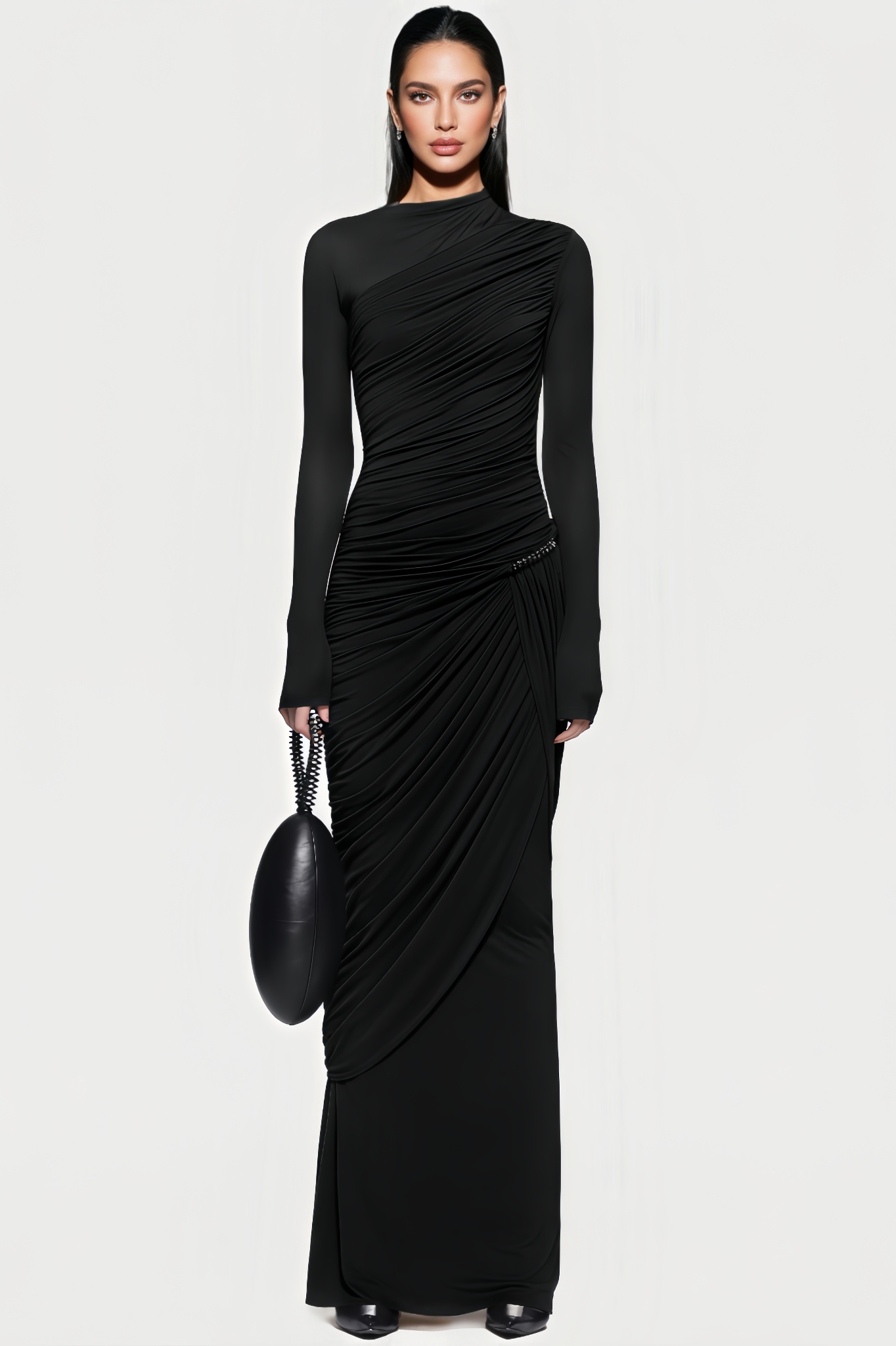 Baelena Black Pleated Maxi Dress