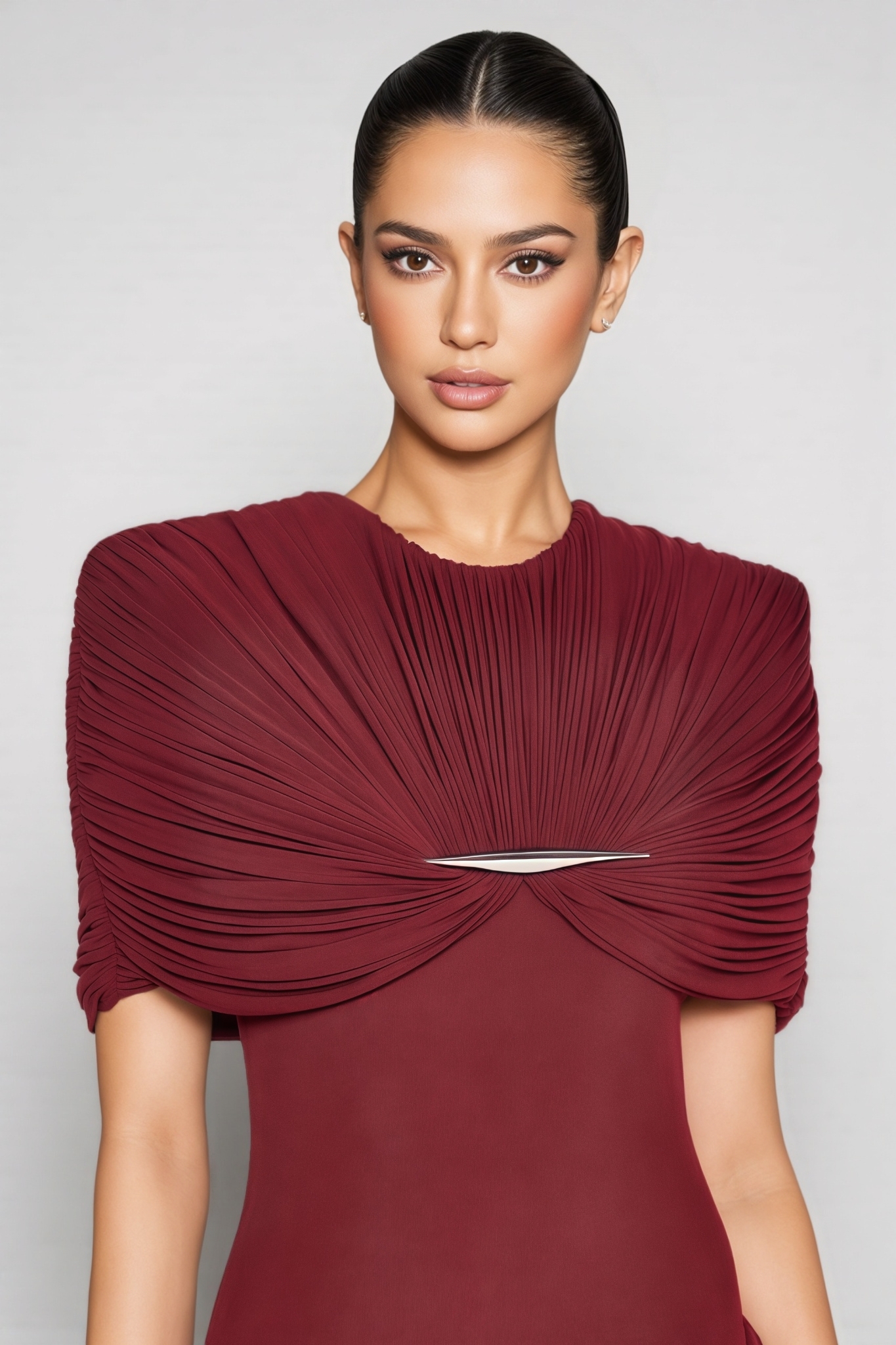 Bayla Red Short Sleeve Draped Mini Dress
