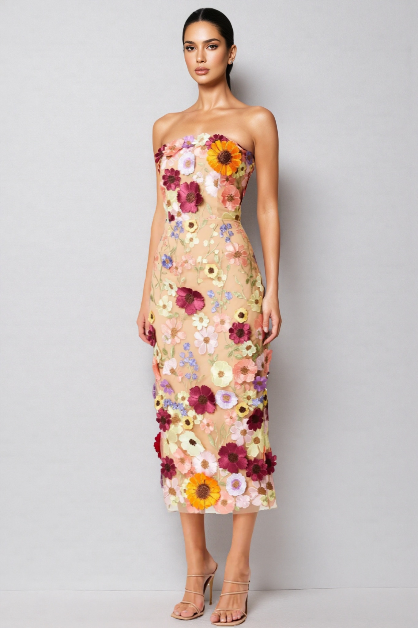 Winslet Embellished Floral Lace Midi Dress