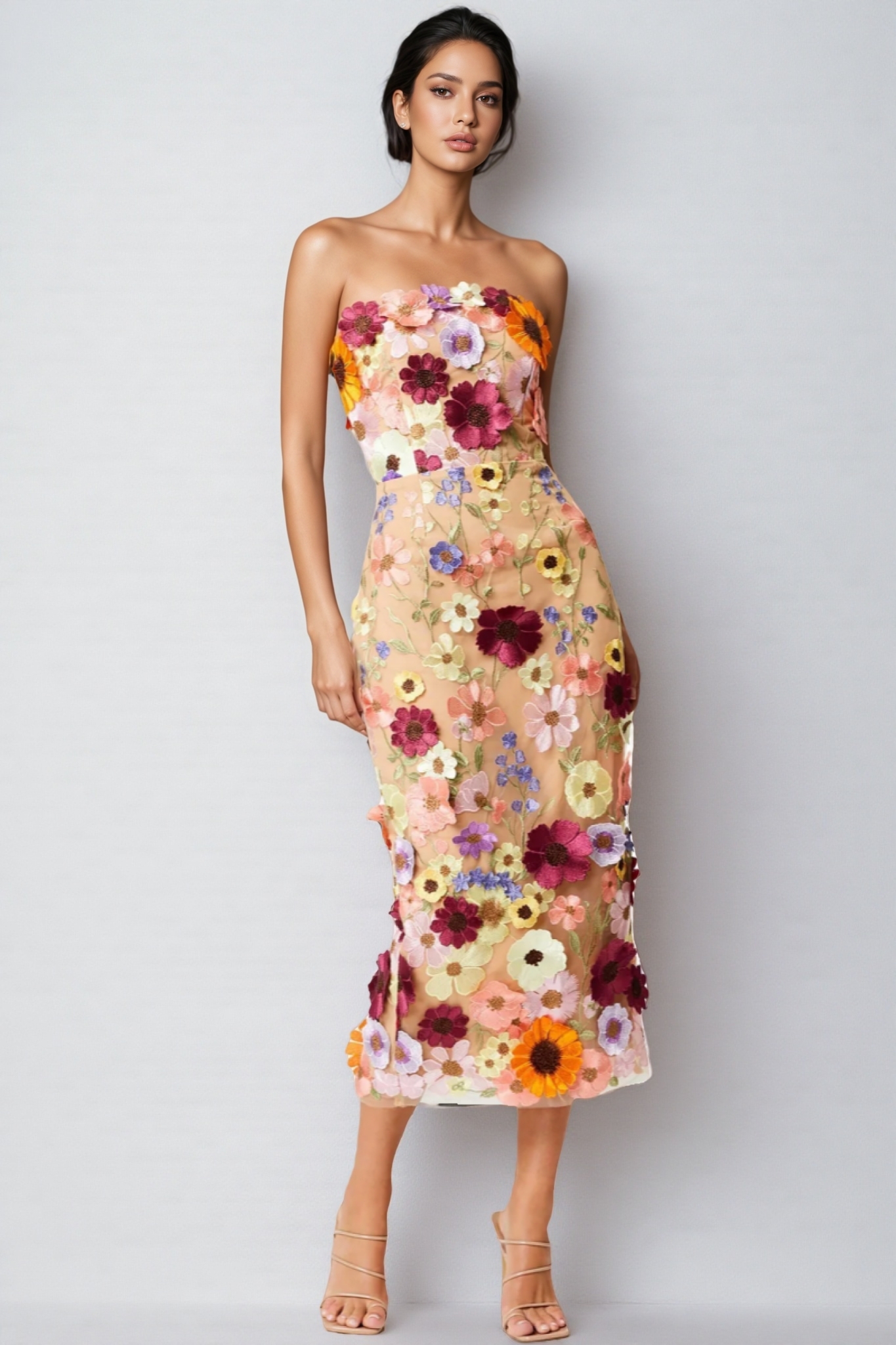 Winslet Embellished Floral Lace Midi Dress