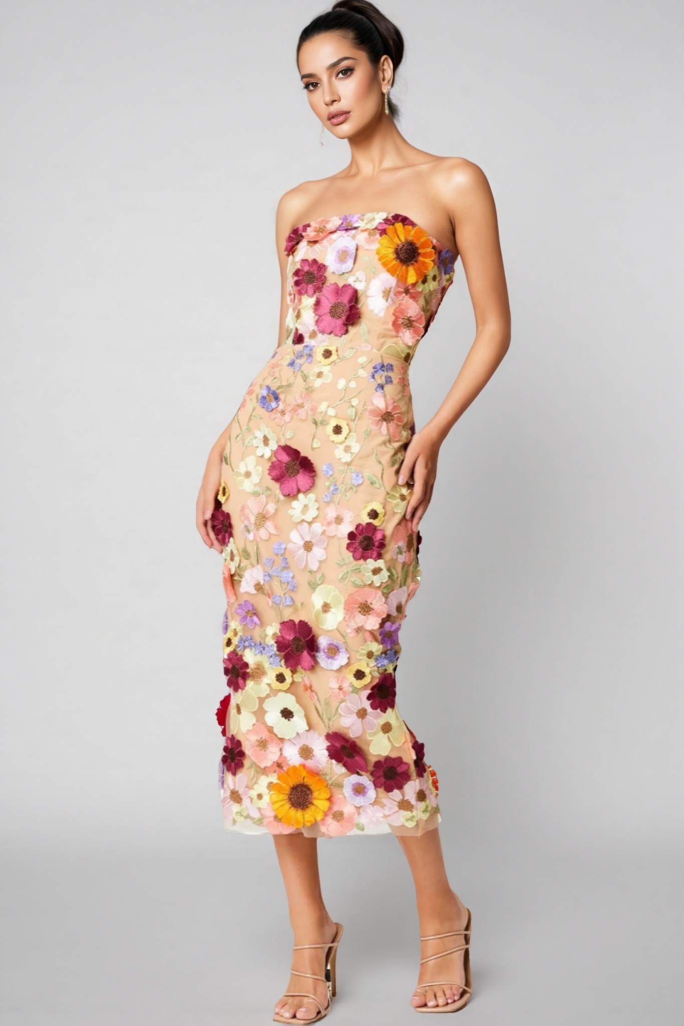 Winslet Embellished Floral Lace Midi Dress