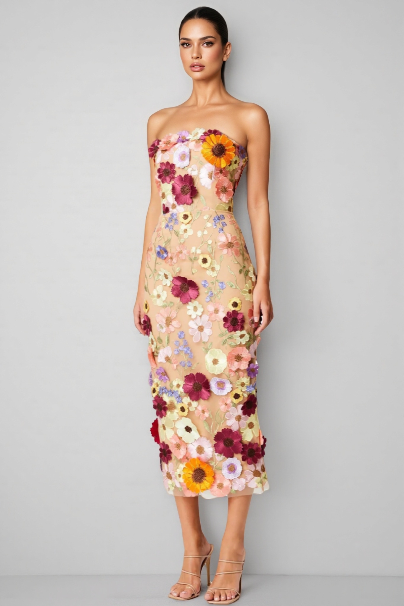 Winslet Embellished Floral Lace Midi Dress