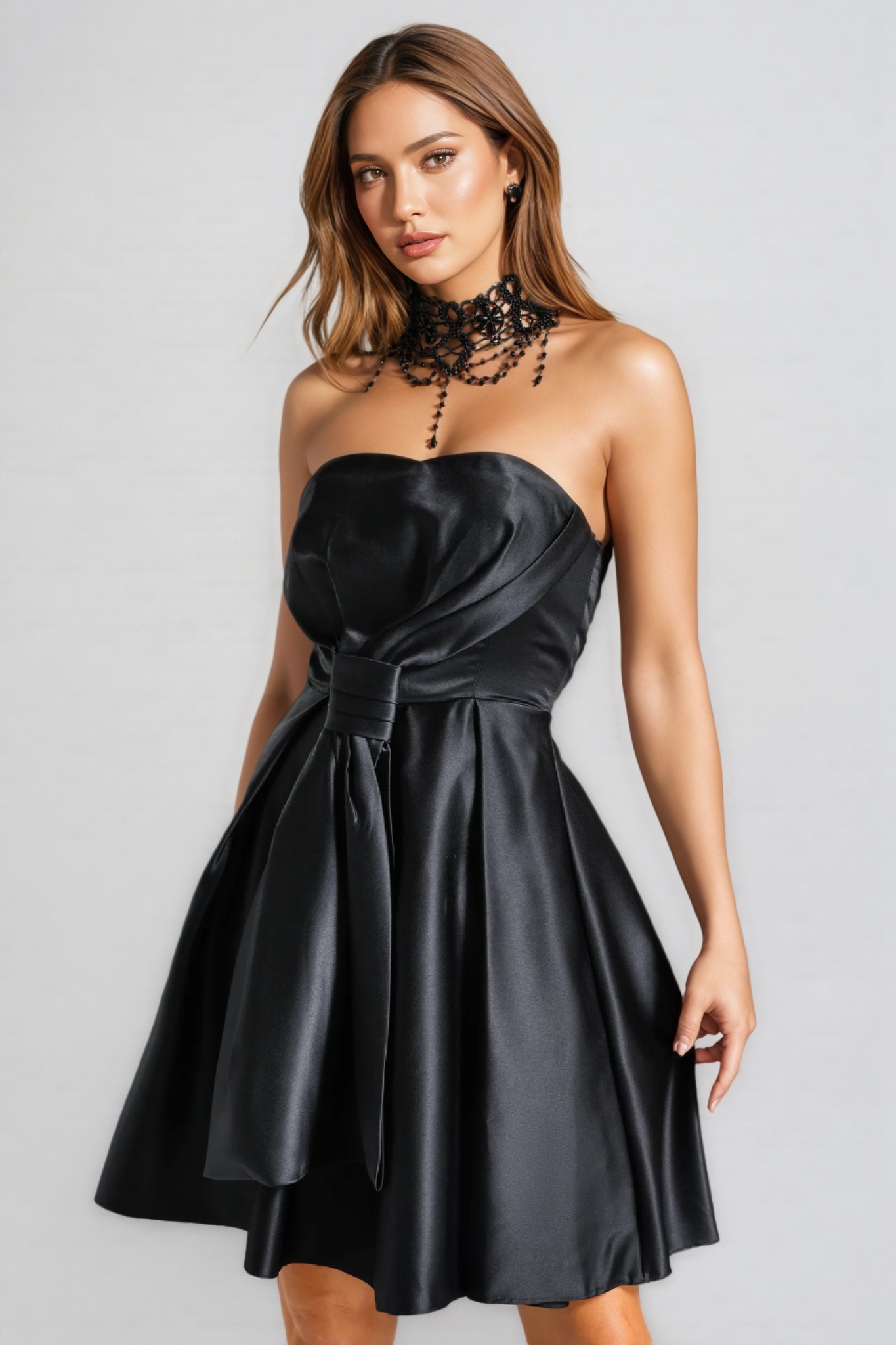 Nirina Deborah Satin Strappy Mini Dress