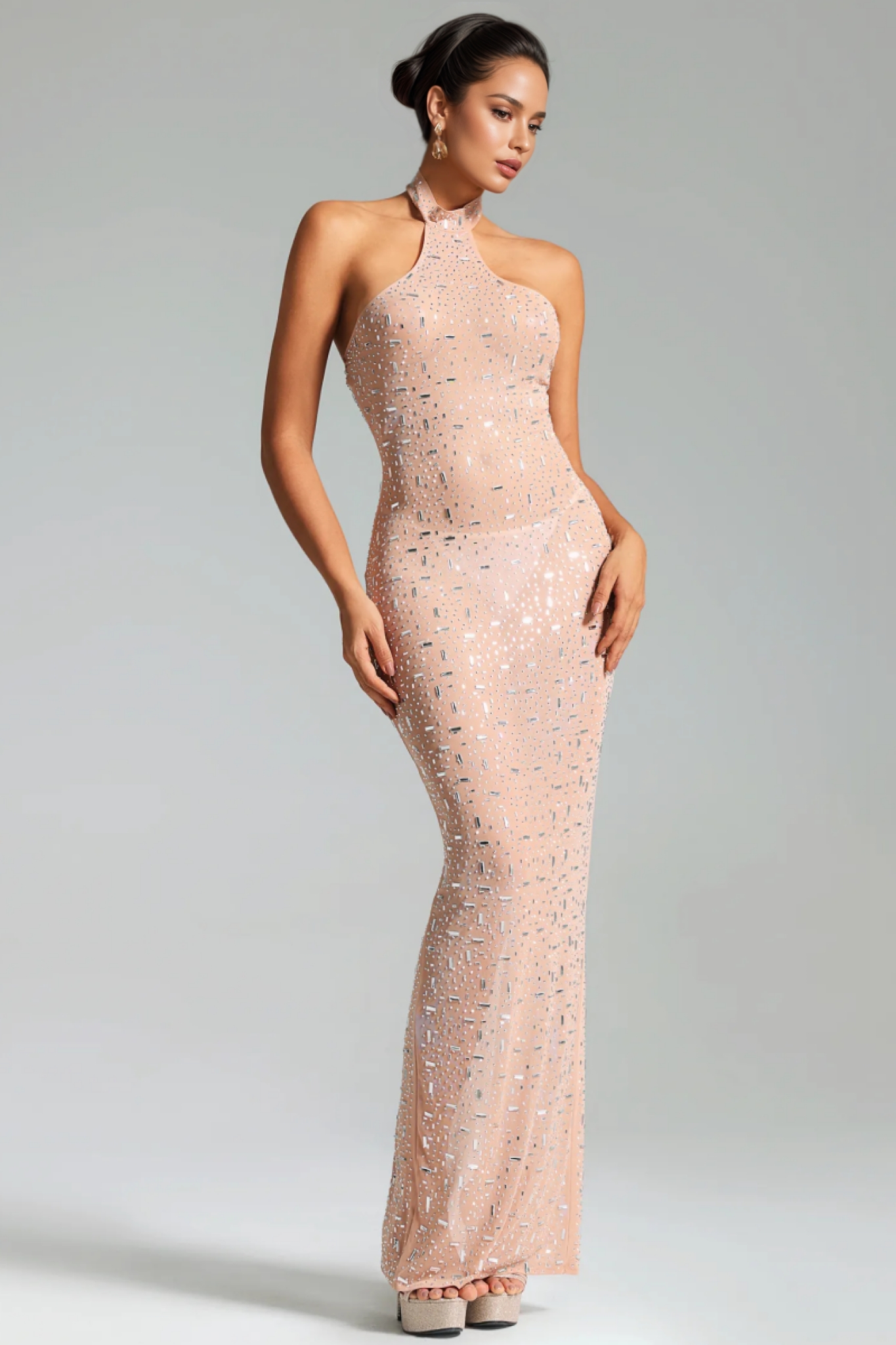 Mirelid Halter Diamond Maxi Dress