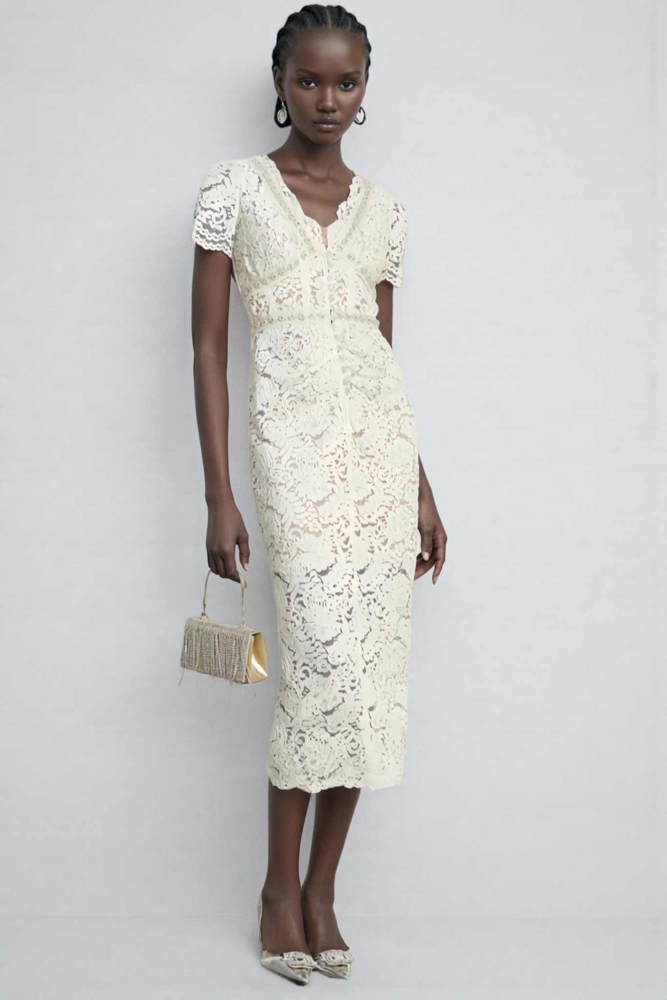 Fina Lace Slim Fit Midi Dress