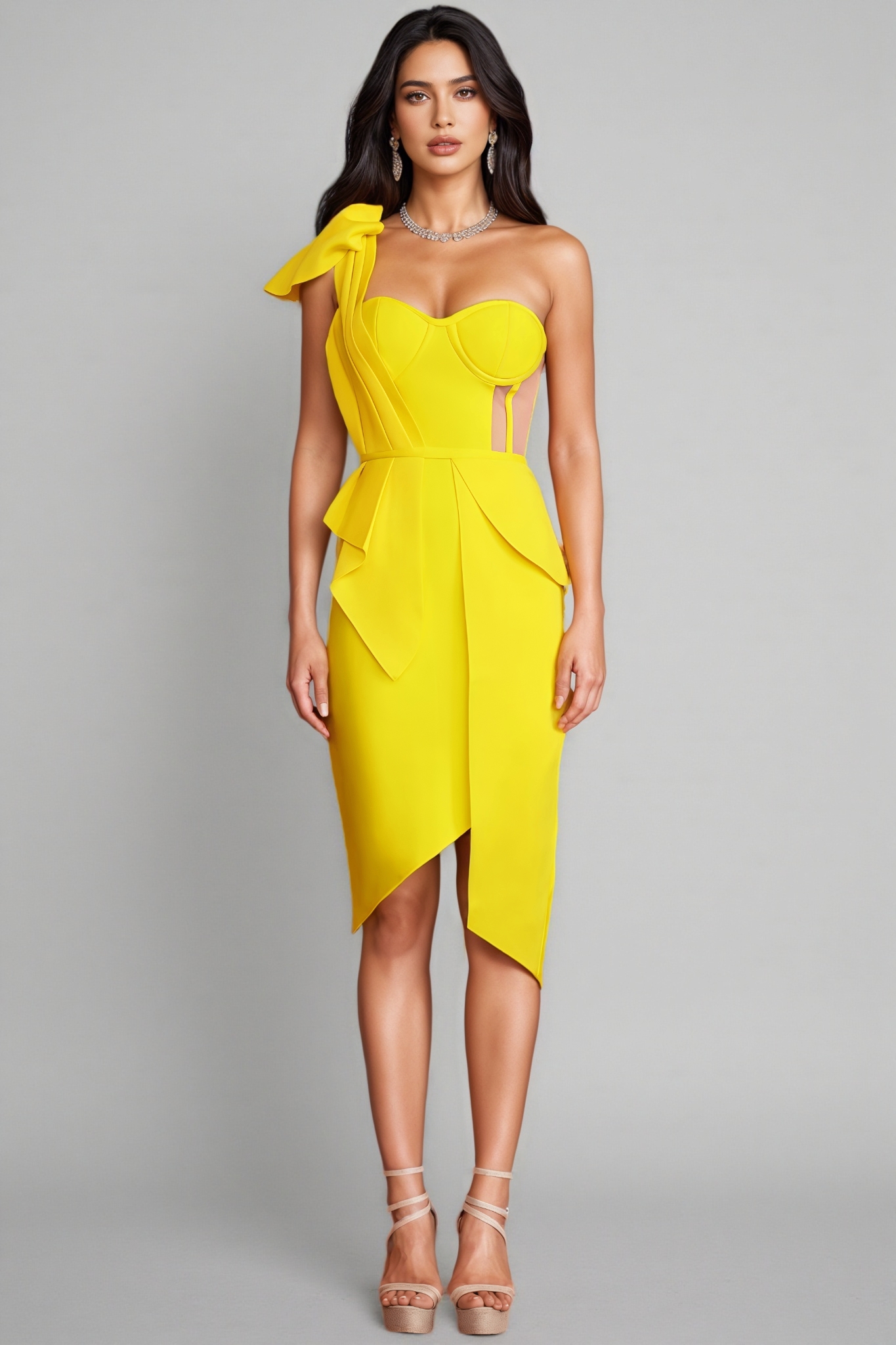 Oriel One Shoulder Midi Dress