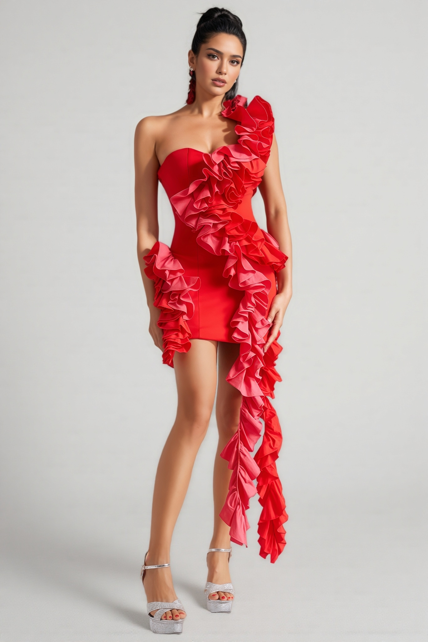 Grace One Shoulder Ruffled Mini Dress