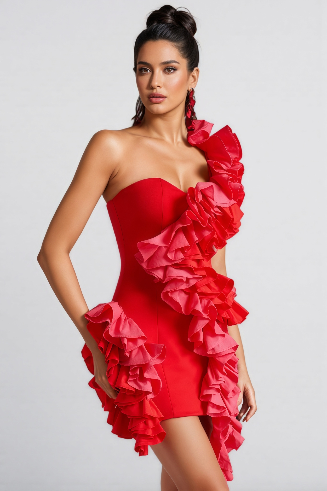 Grace One Shoulder Ruffled Mini Dress