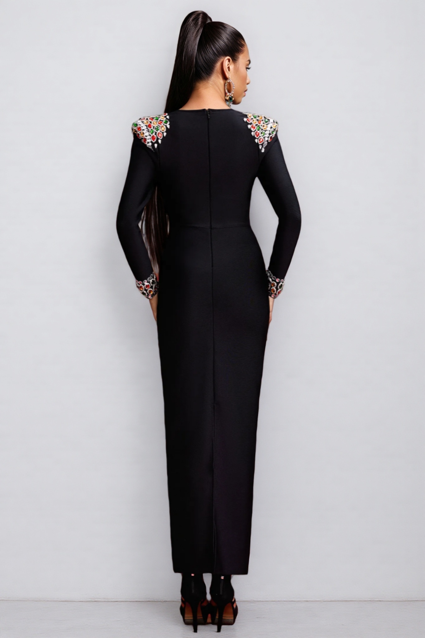 Fayie Rhinestones Bandage Midi Dress