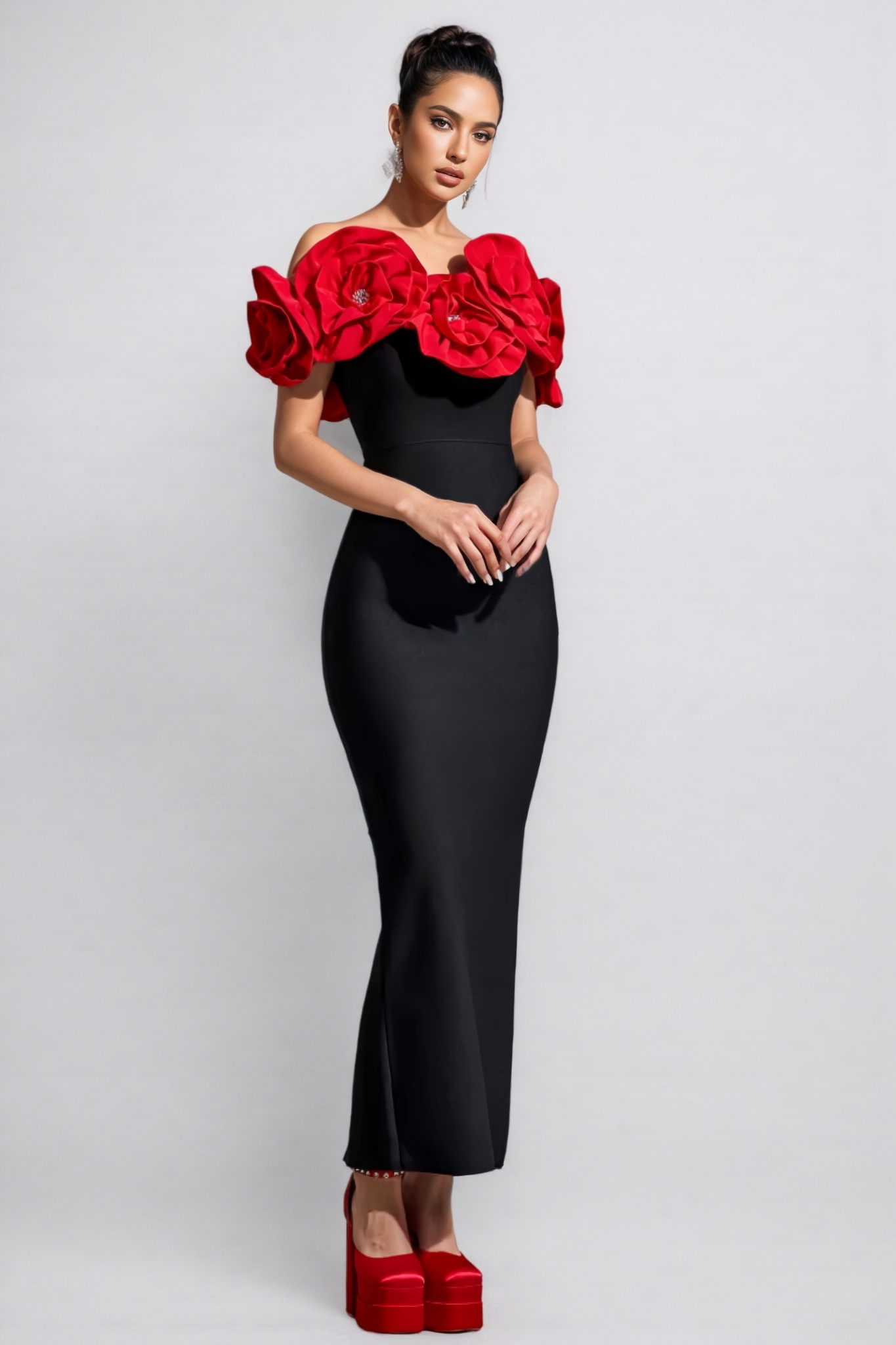 Tulip 3D Flower Bandage Midi Dress