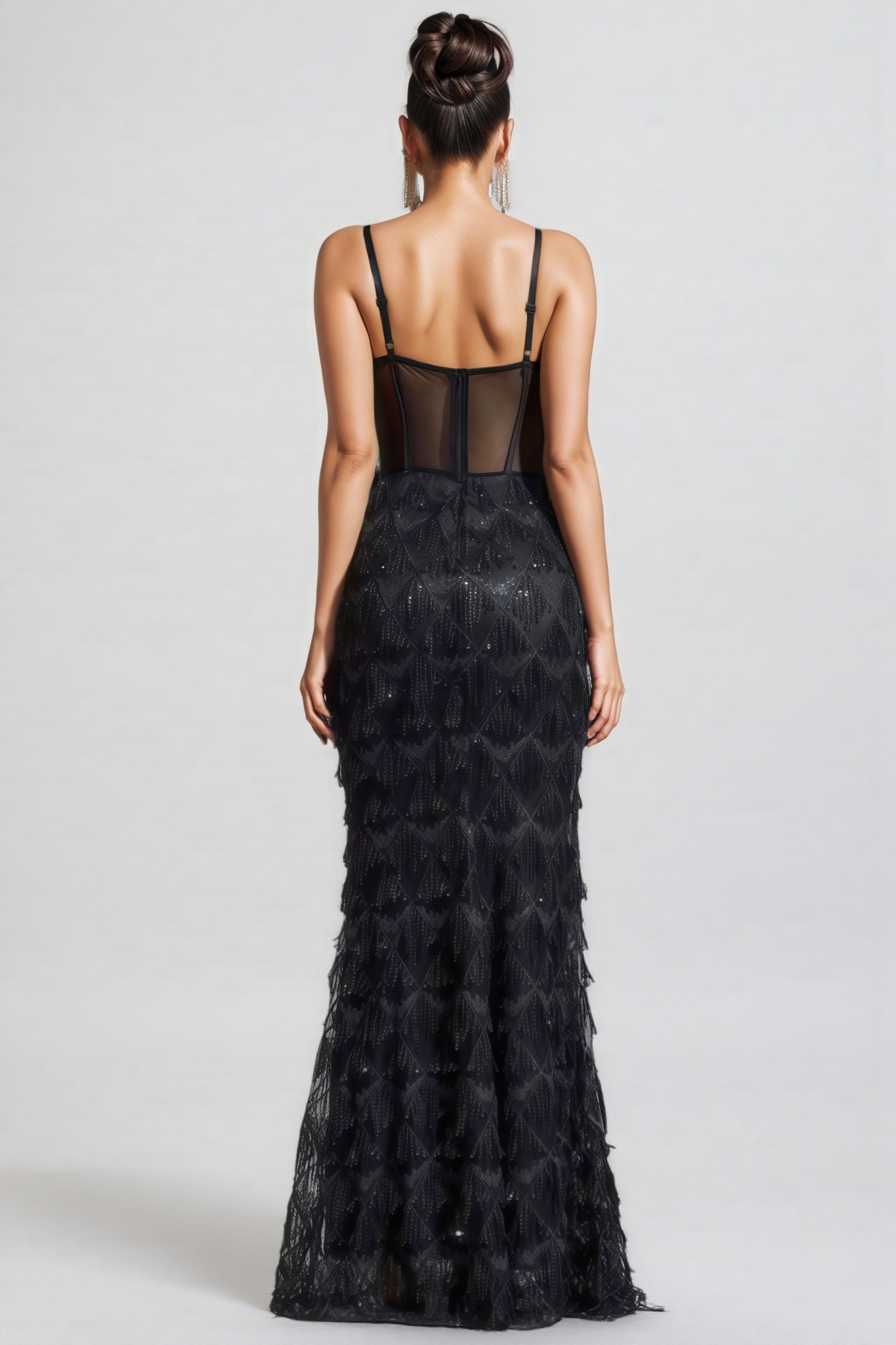 Max Sequin Tassel Neck Maxi Dress