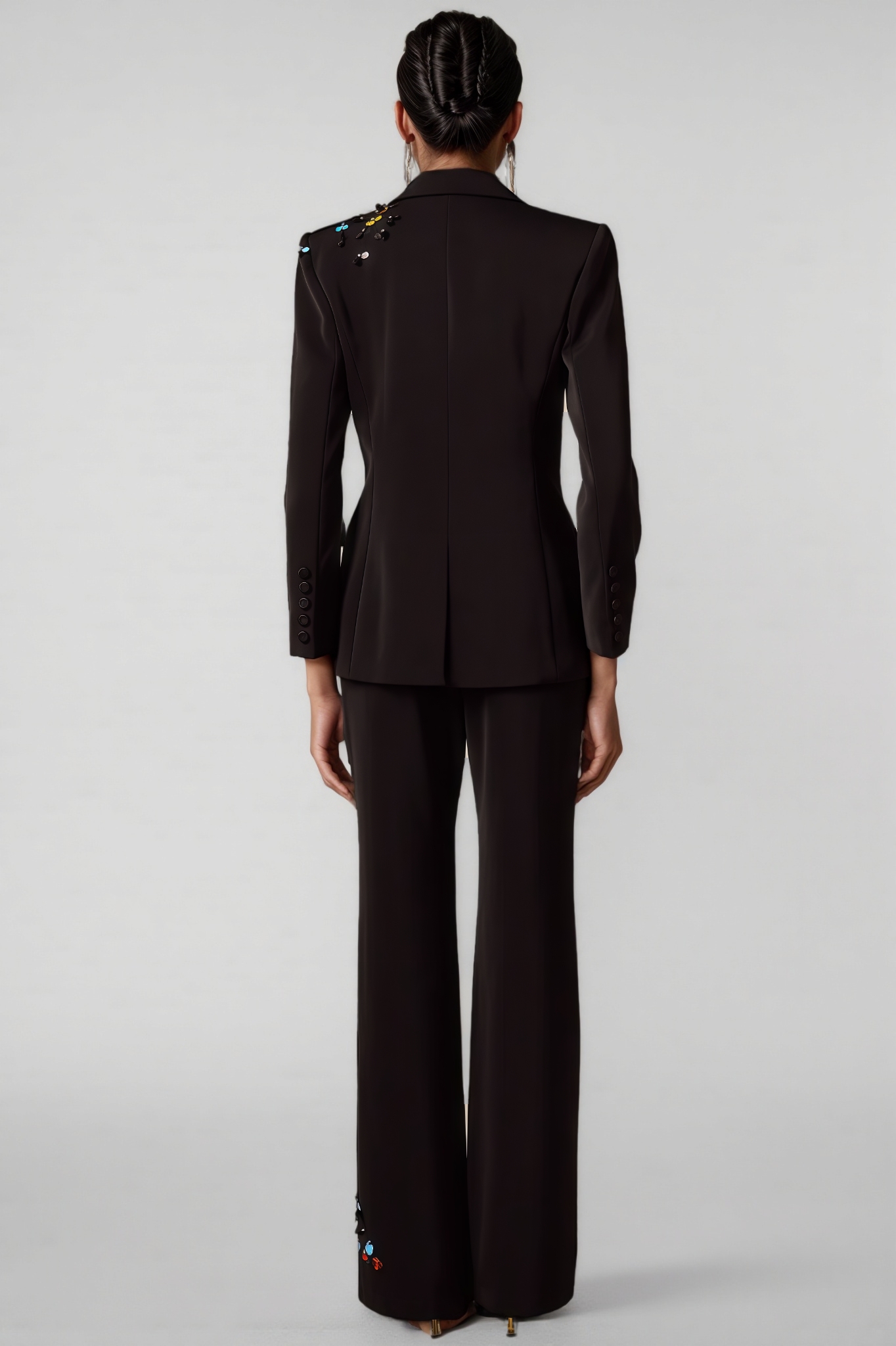 Adriv Black Sequined Blazer & Trousers Matching Set