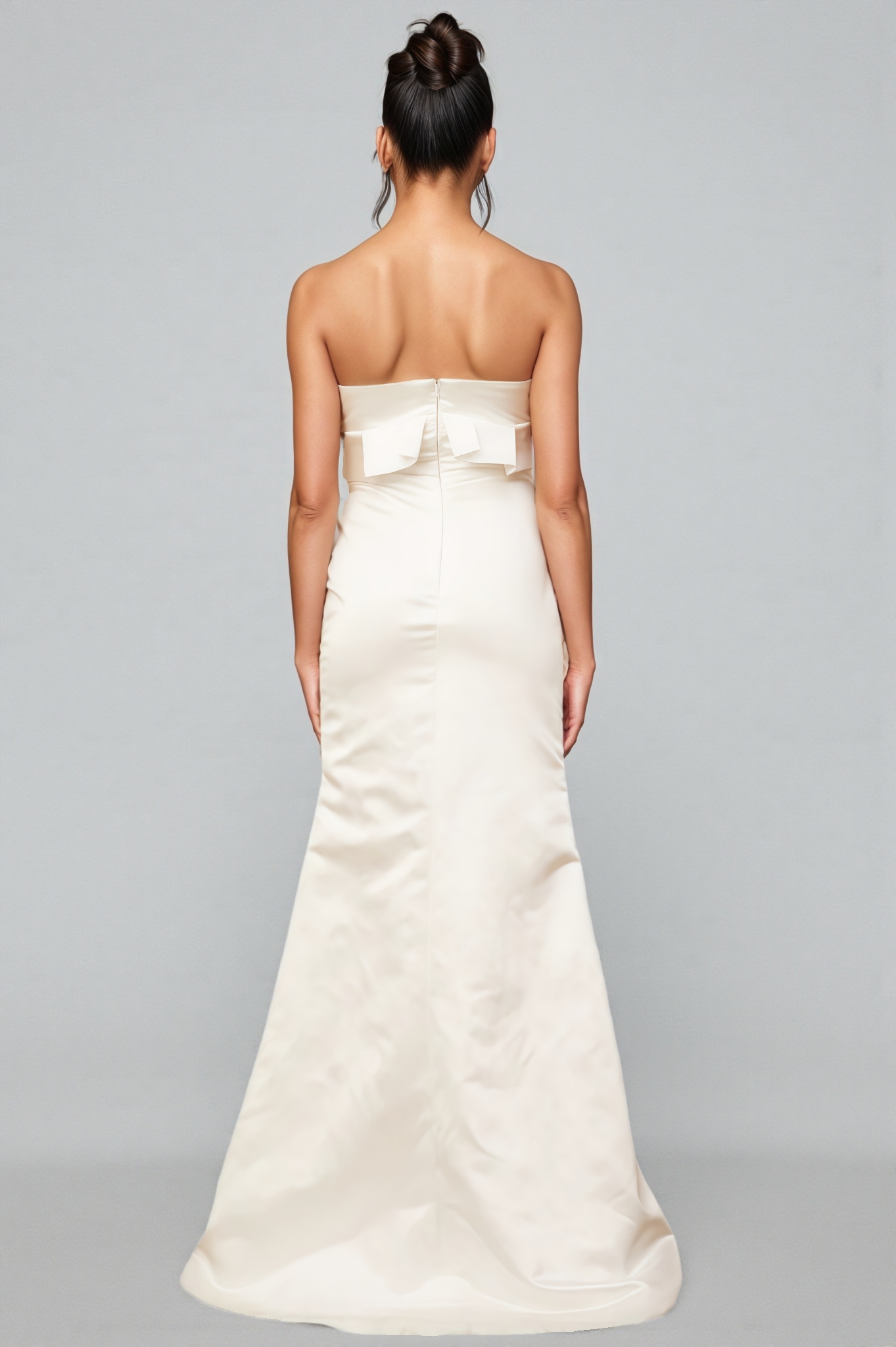 Jiusi White Floral Appliqued Satin Maxi Dress