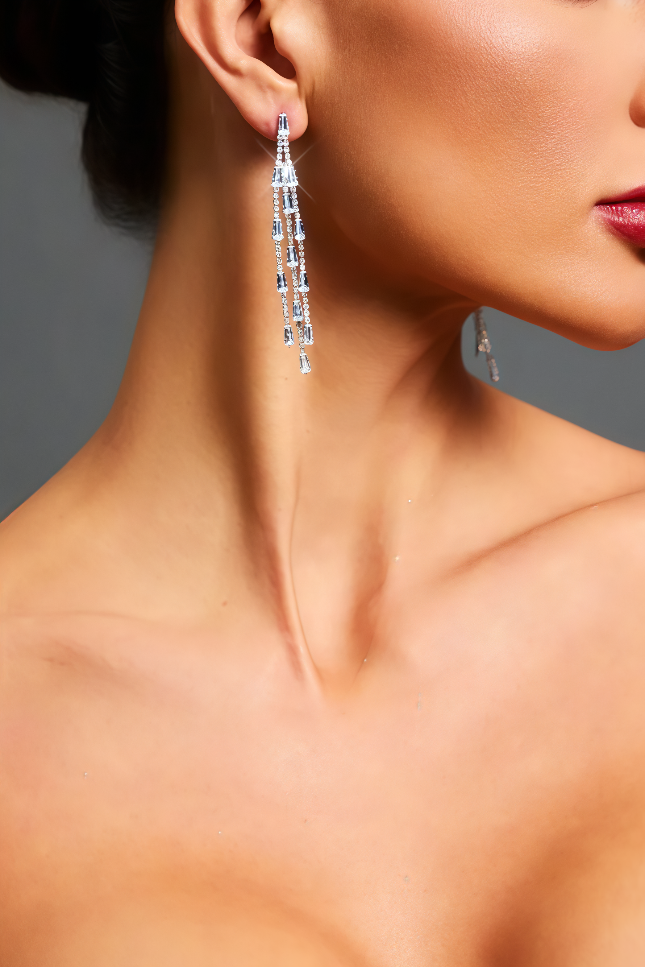 Yslen Diamond Line Tassel Maxi Earrings