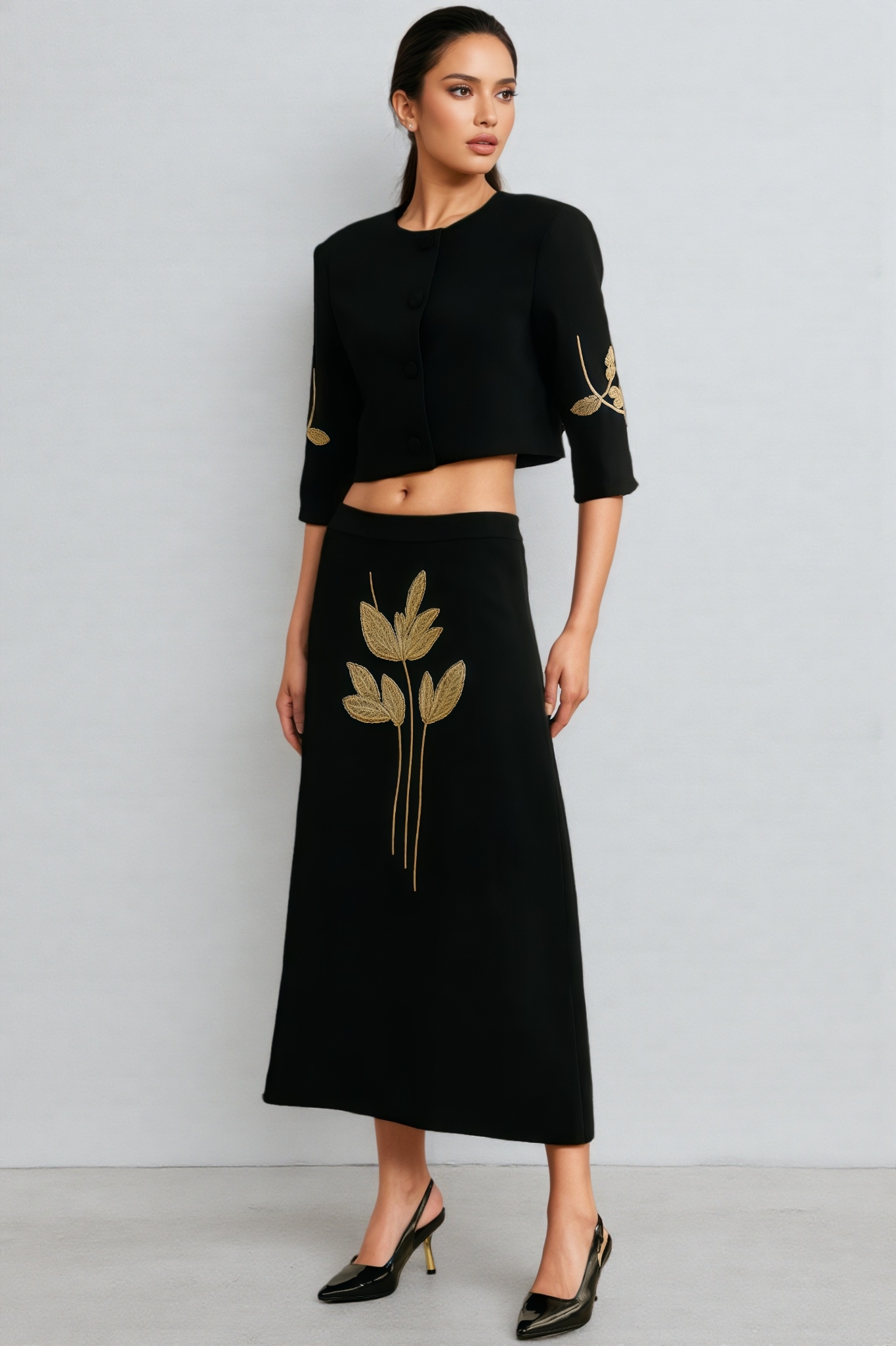 Robin Black Jacket and Skirt Set