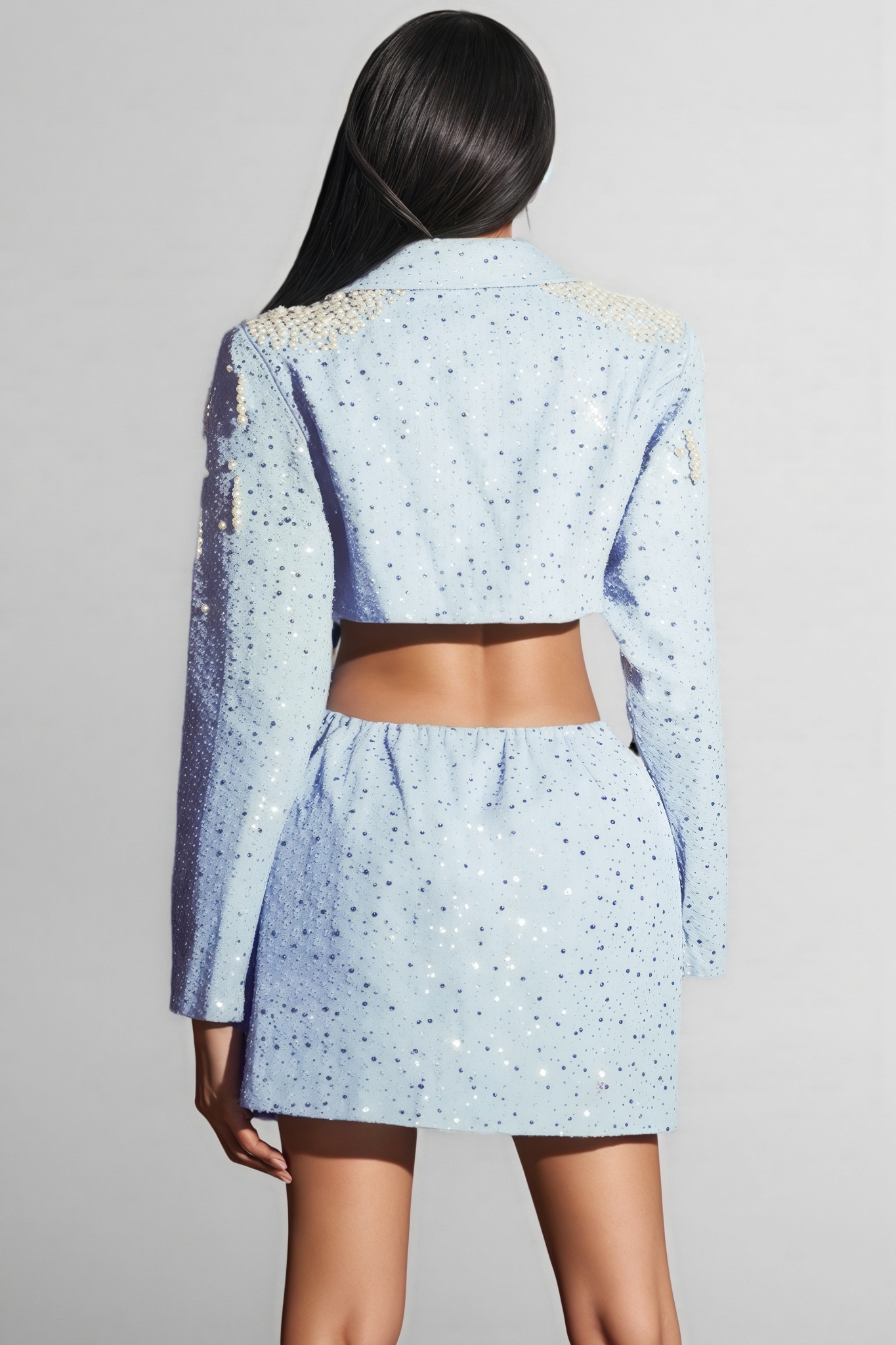 Orlin Pearl Embellished Cut-out Mini Dress