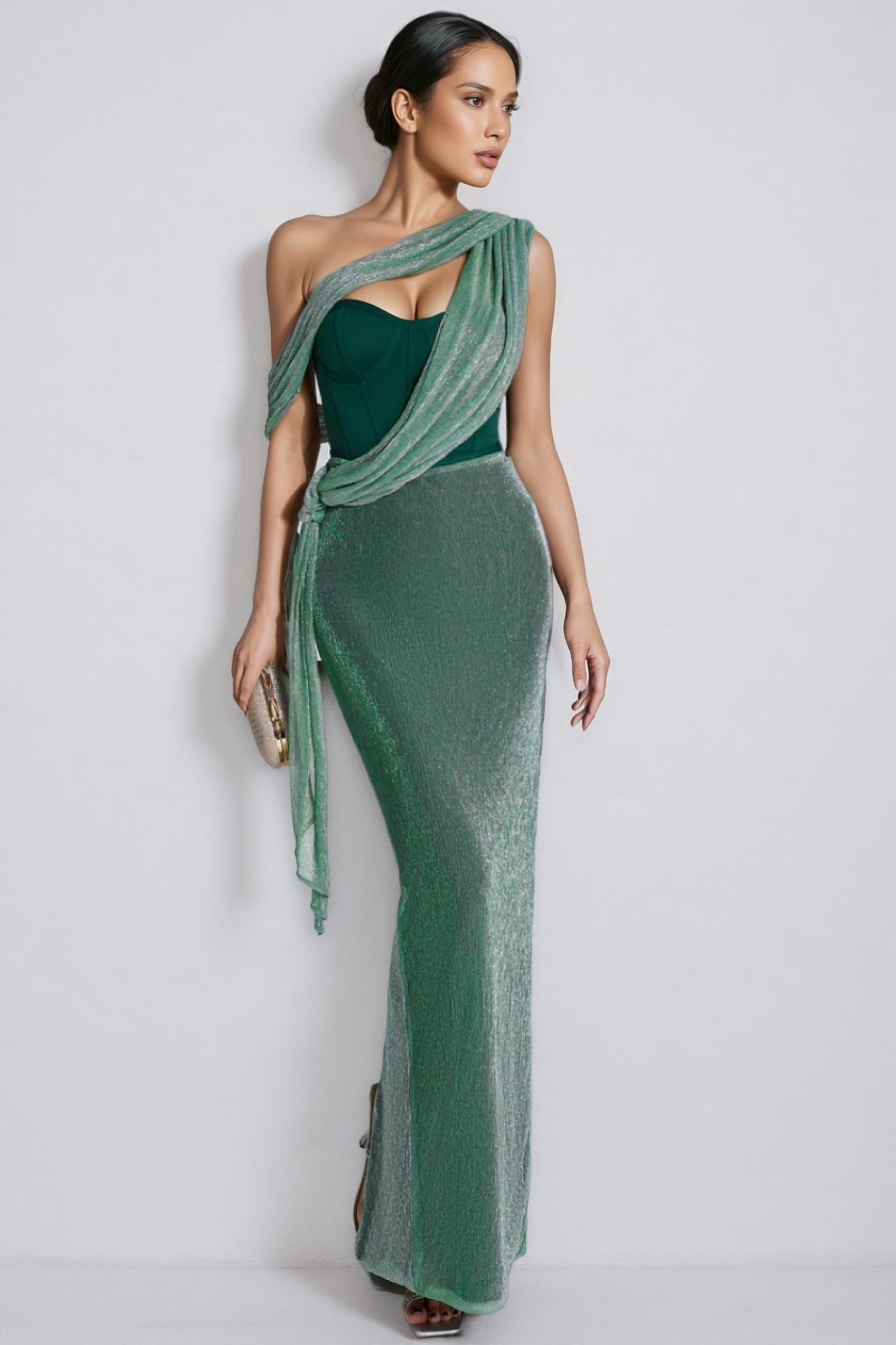 Serela Green Halter Strap Maxi Dress