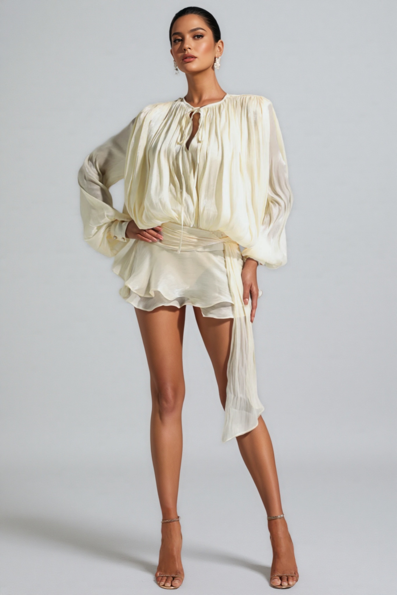 Jessamine Pleated Ruffle Mini Dress