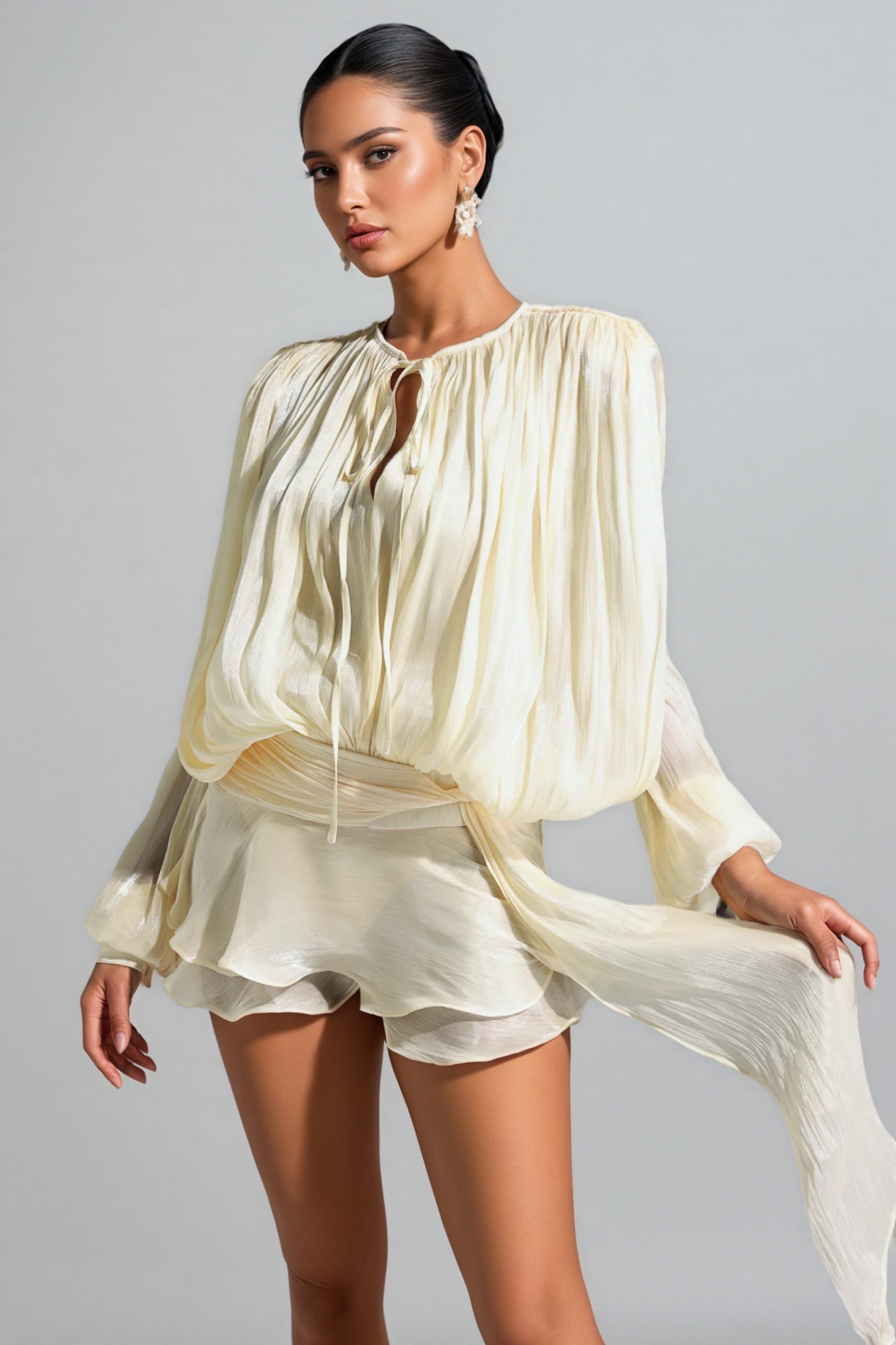 Jessamine Pleated Ruffle Mini Dress