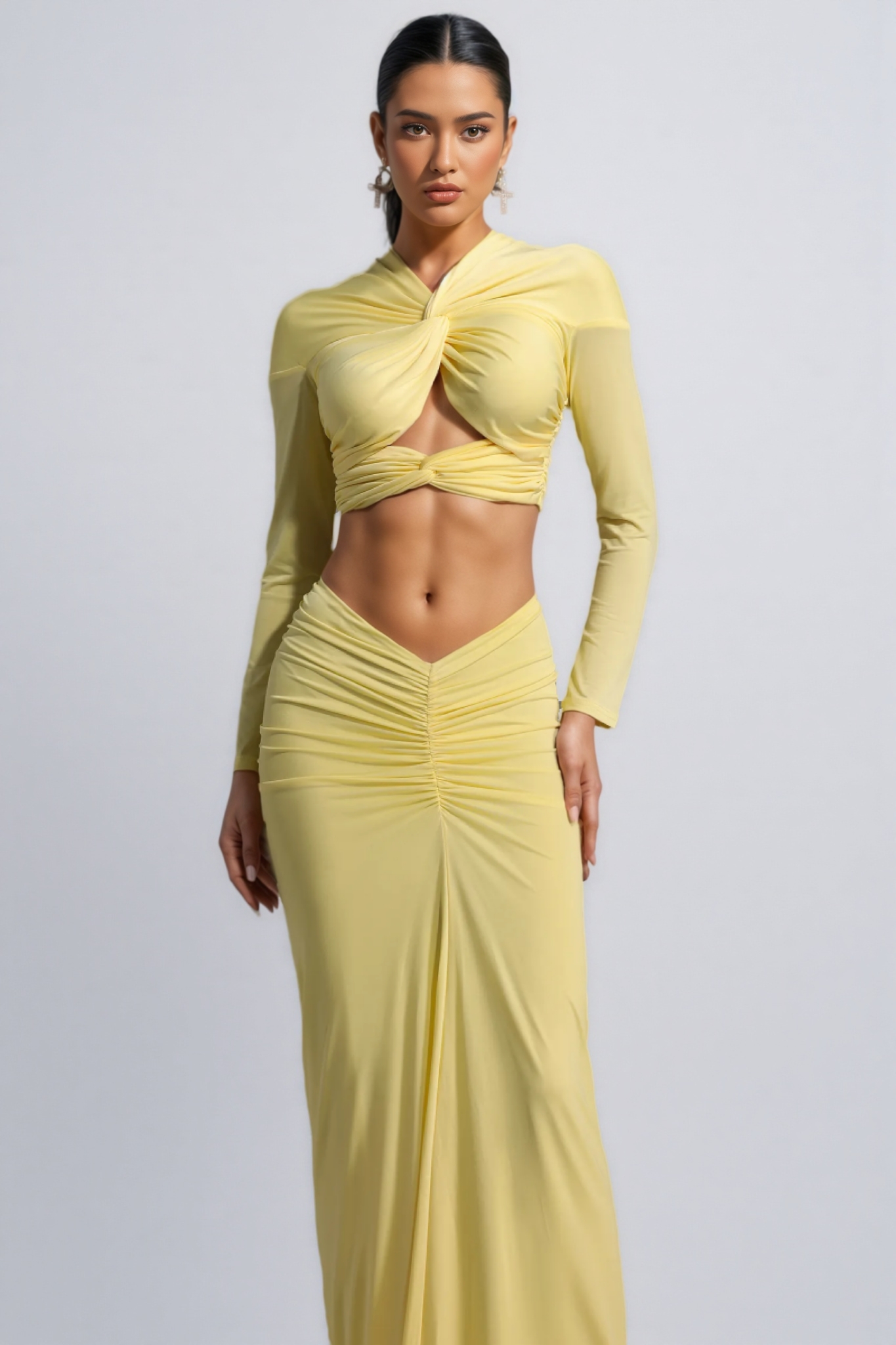 Raelse Long Sleeve Twisted Maxi Dress