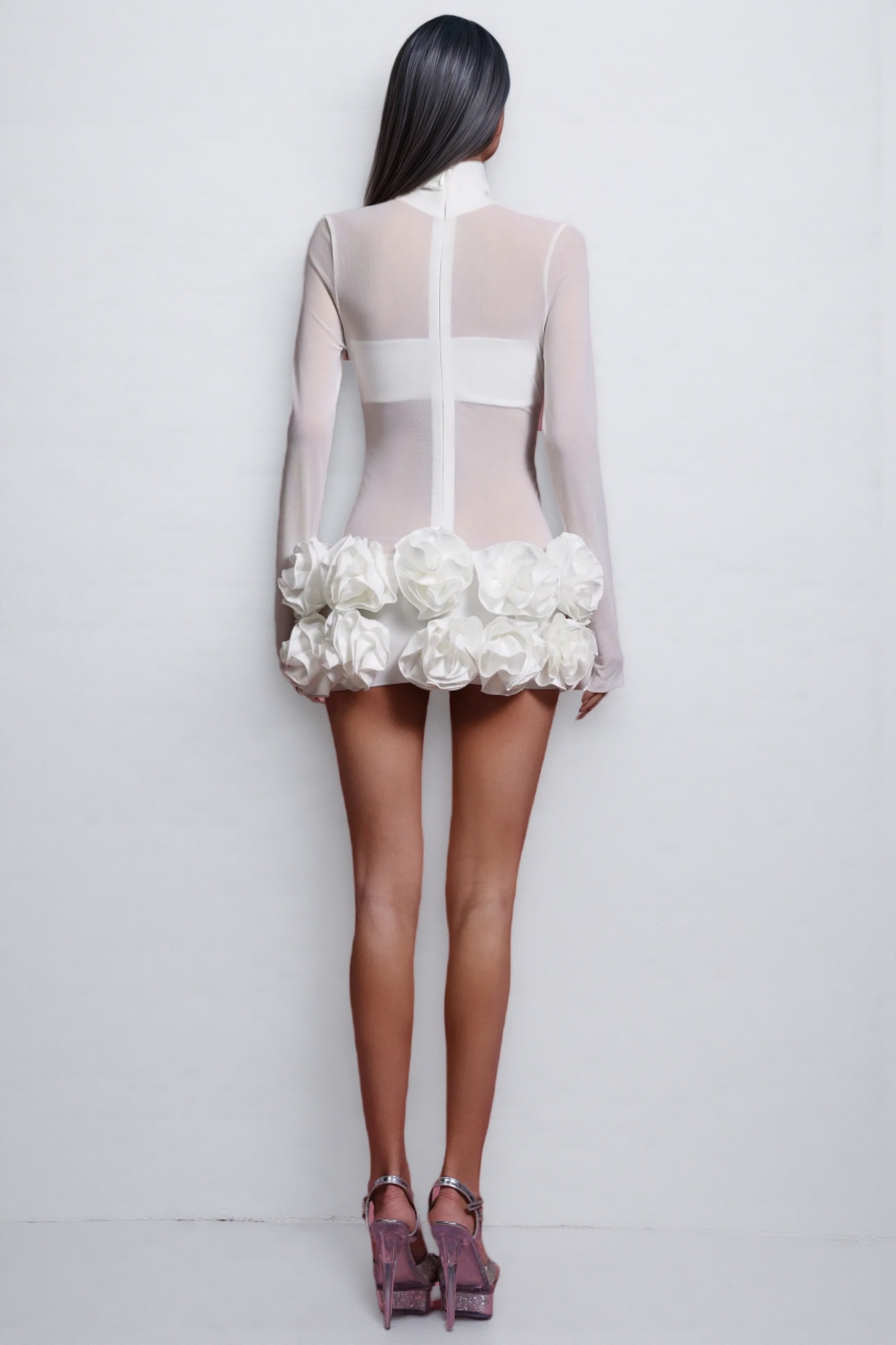 Willia Long Sleeve Flowers Mini Dress