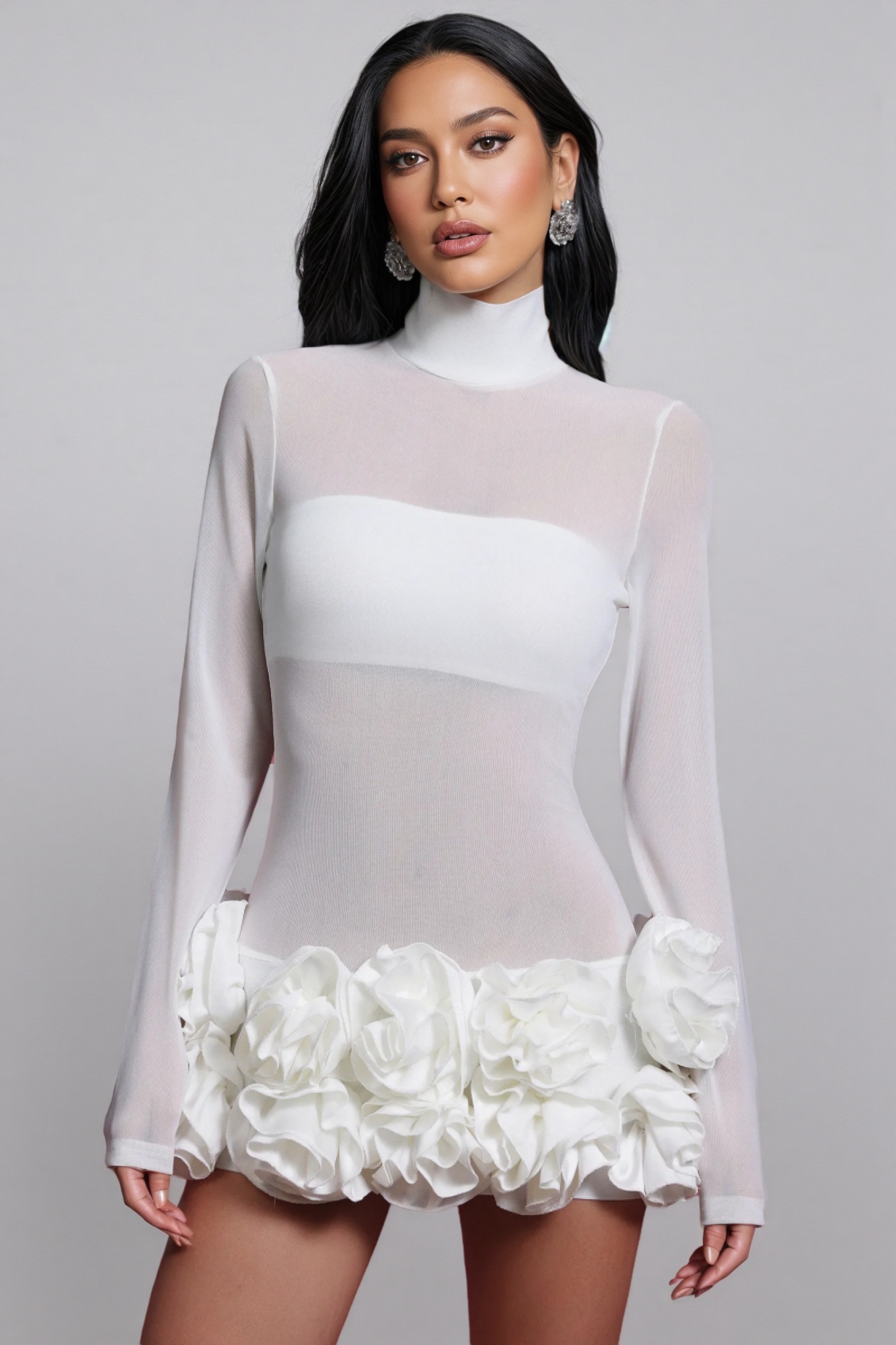 Willia Long Sleeve Flowers Mini Dress