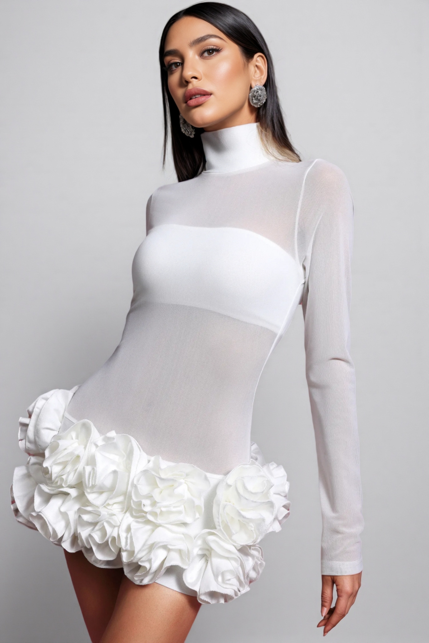 Willia Long Sleeve Flowers Mini Dress