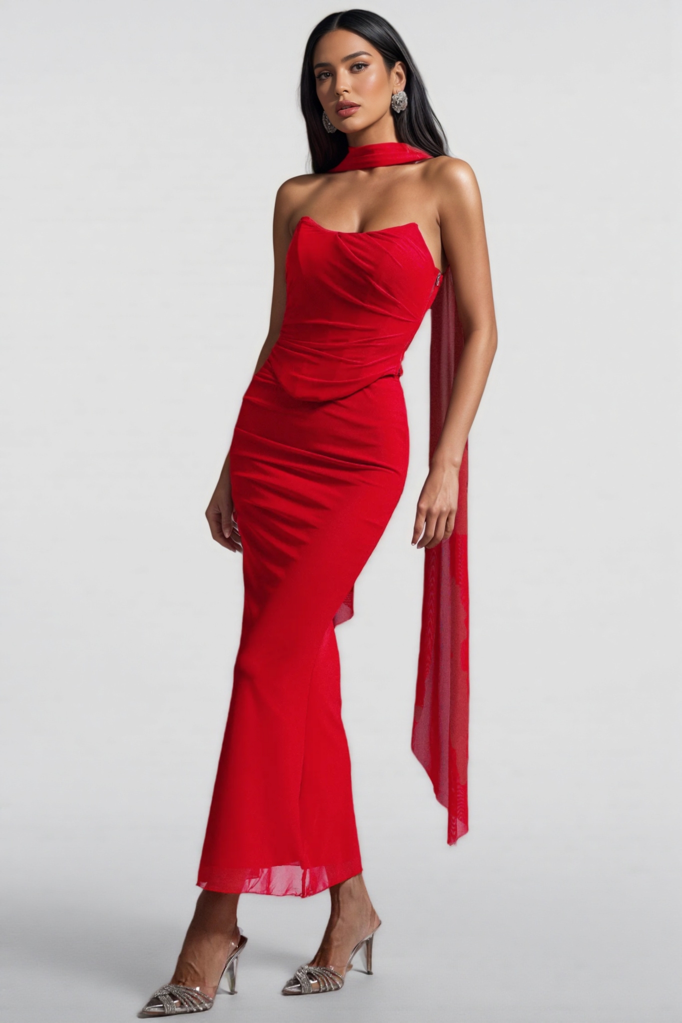 Xlyia Sleeveless Halter Maxi Dress Two-Piece Set