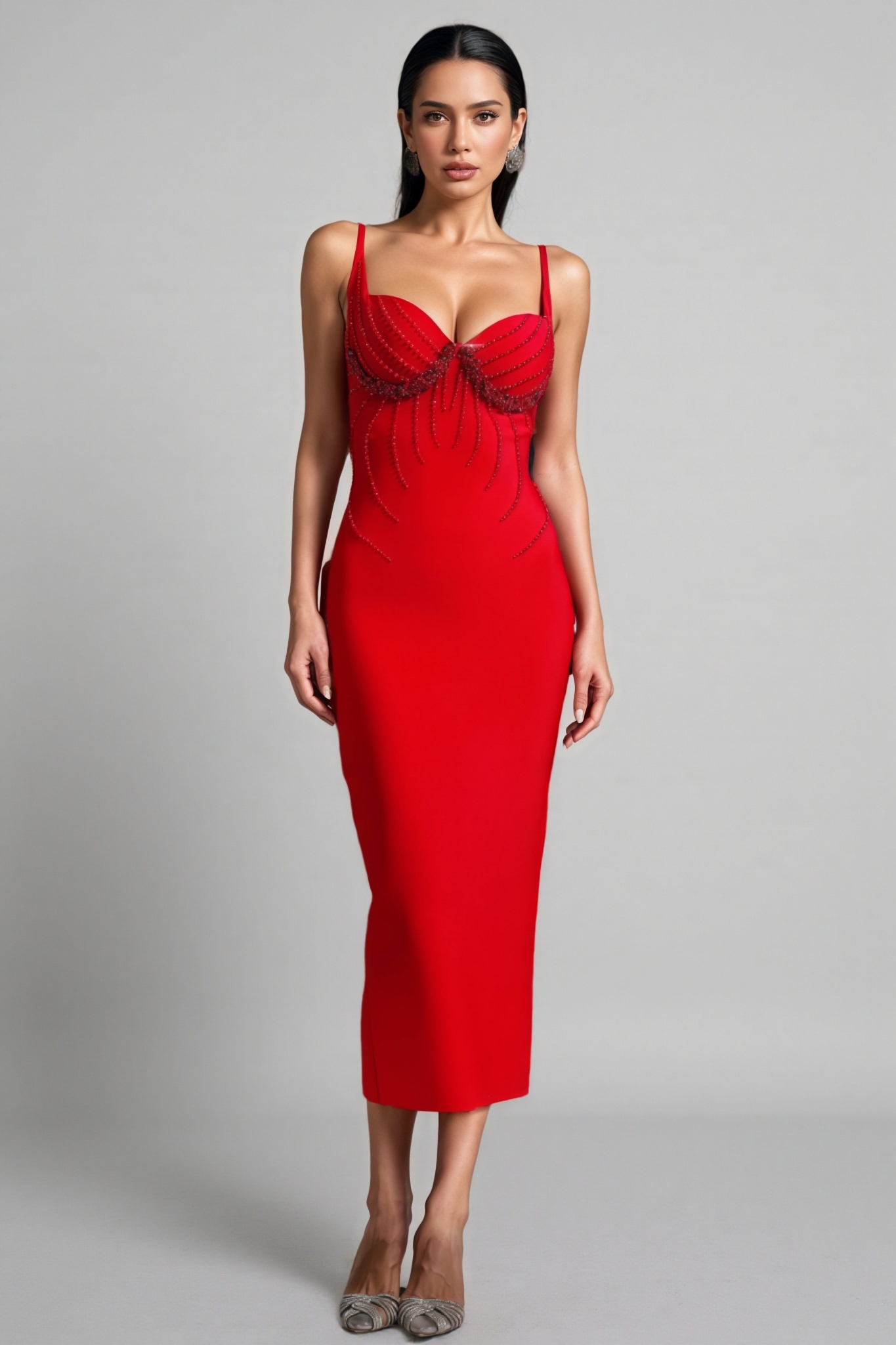 Georgiana Sleeveless Diamond Bandage Maxi Dress