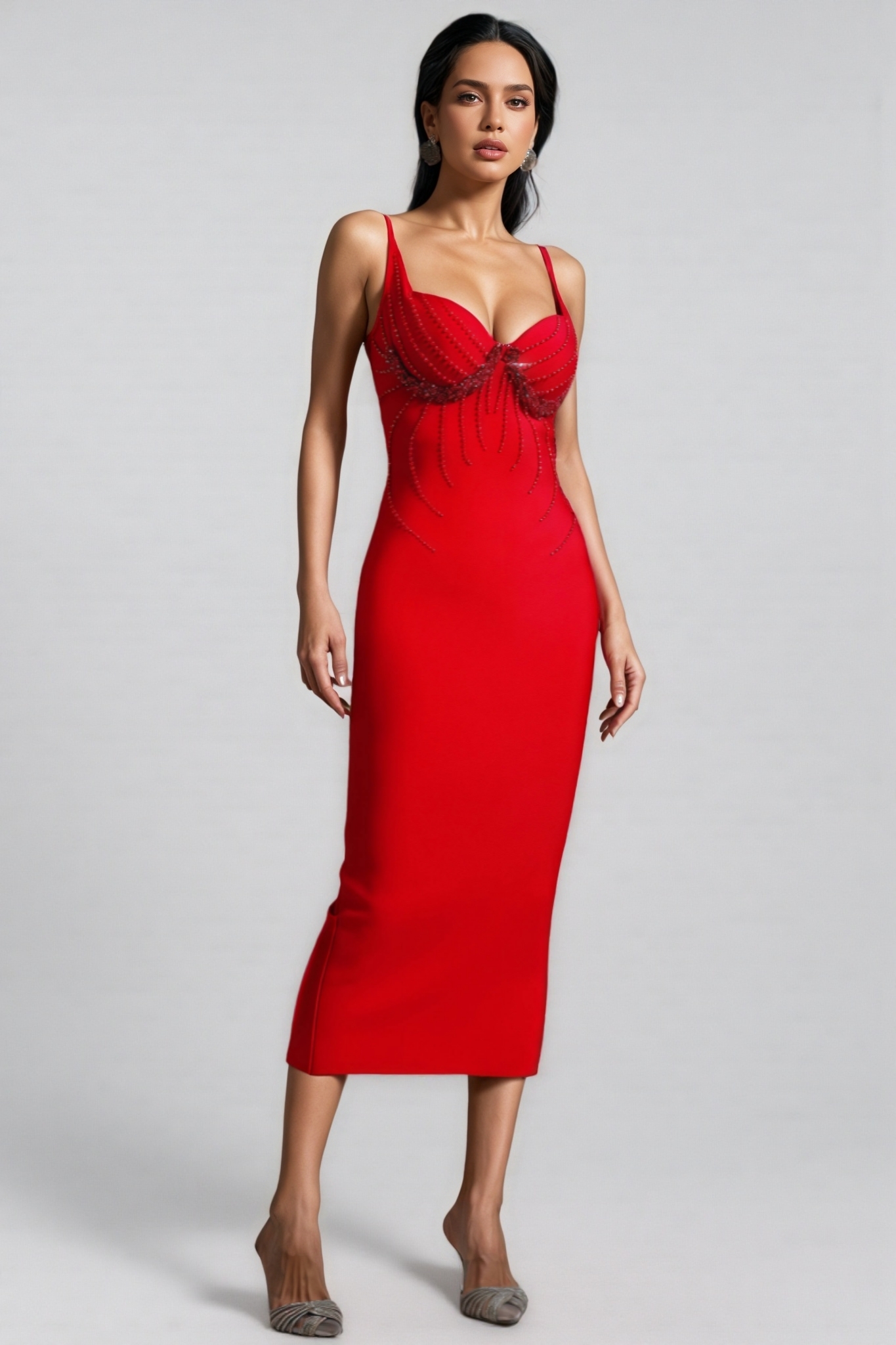 Georgiana Sleeveless Diamond Bandage Maxi Dress