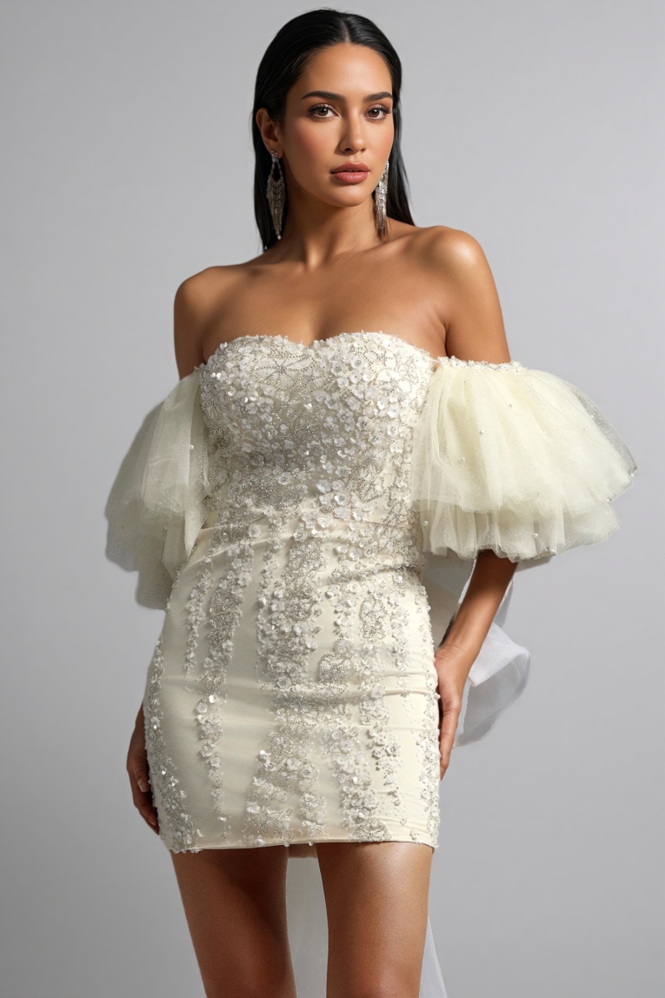 Joes Off-the-Shoulder Sequin Streaking Mini Dress