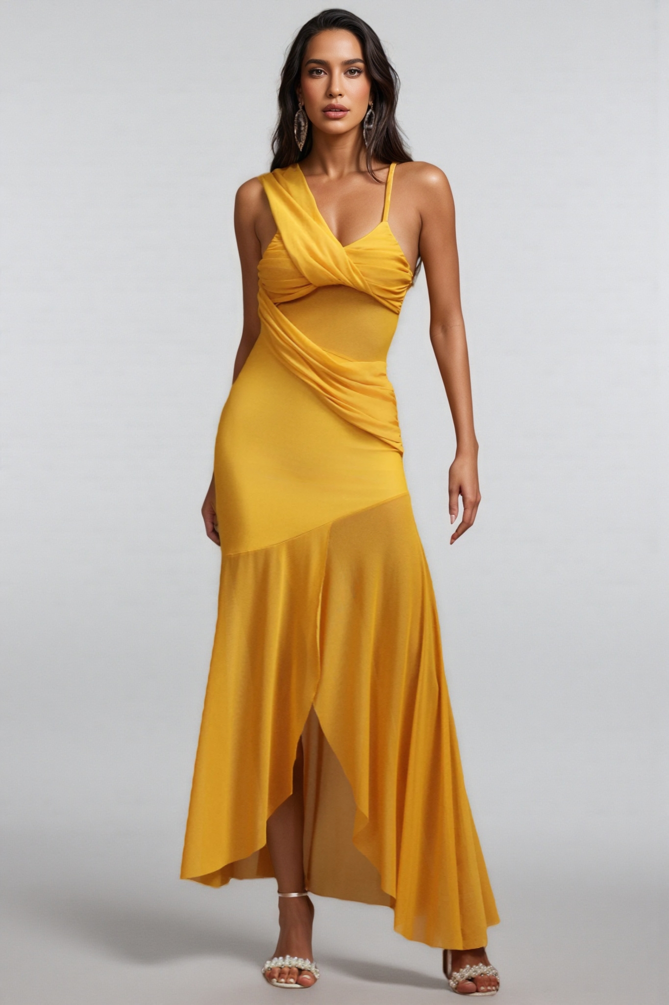 Livana Sleeveless Asymmetric Slit Maxi Dress