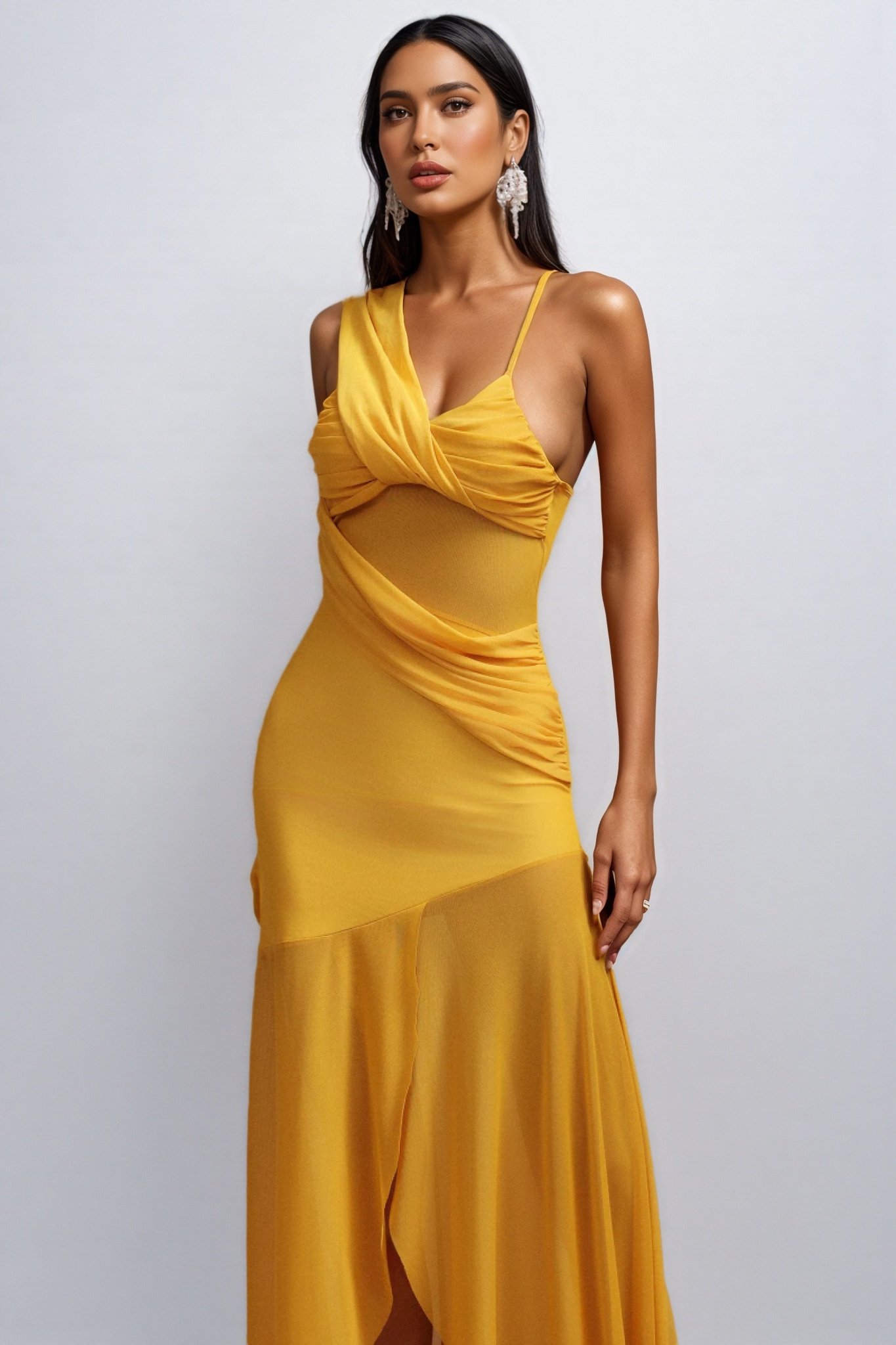 Livana Sleeveless Asymmetric Slit Maxi Dress