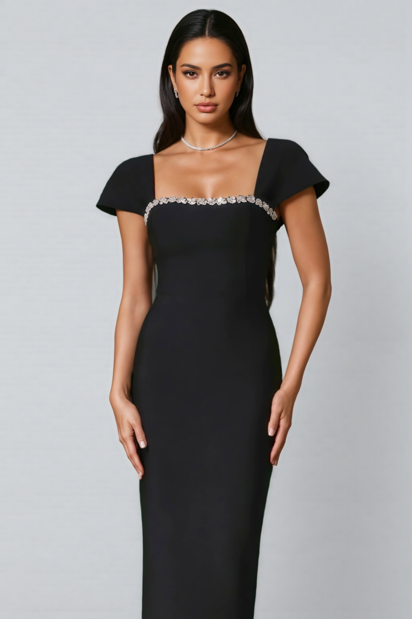 Lieve Short Sleeve Diamond Bandage Maxi Dress