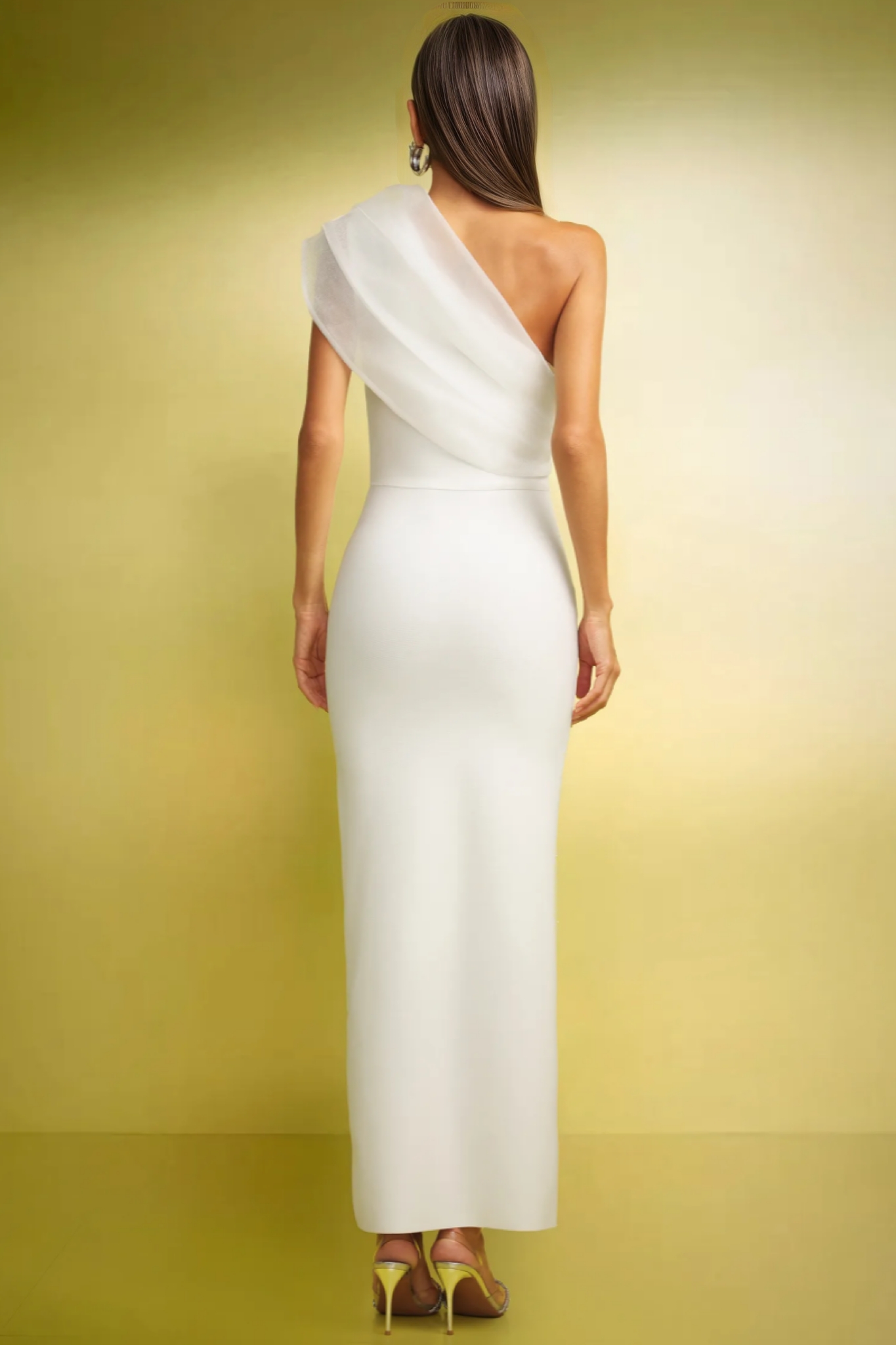 Nesya One Shoulder Diamond Slim Bandage Maxi Dress