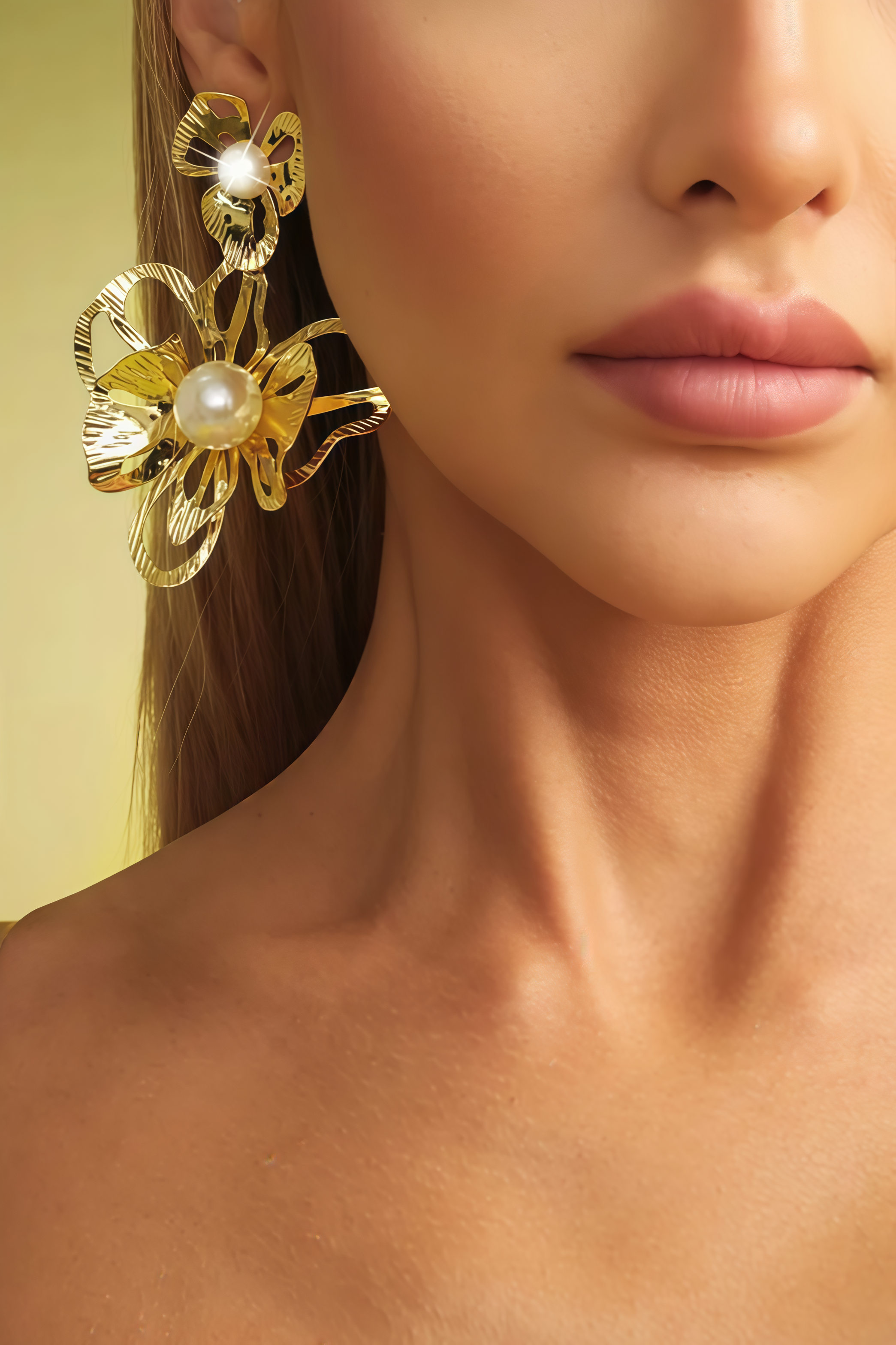 Gryfte HollowedOut Pearl Metal Earrings