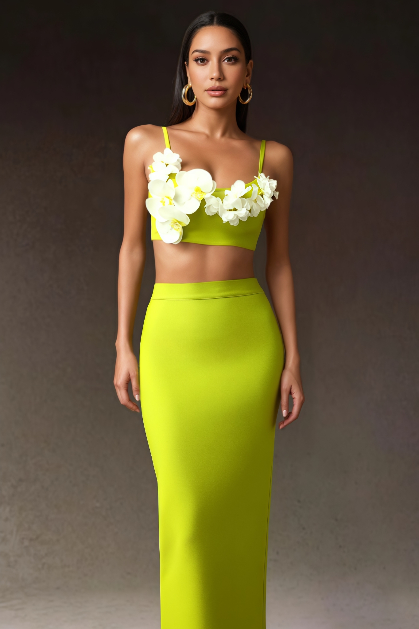 Flowers Slim Bandage Dress Set