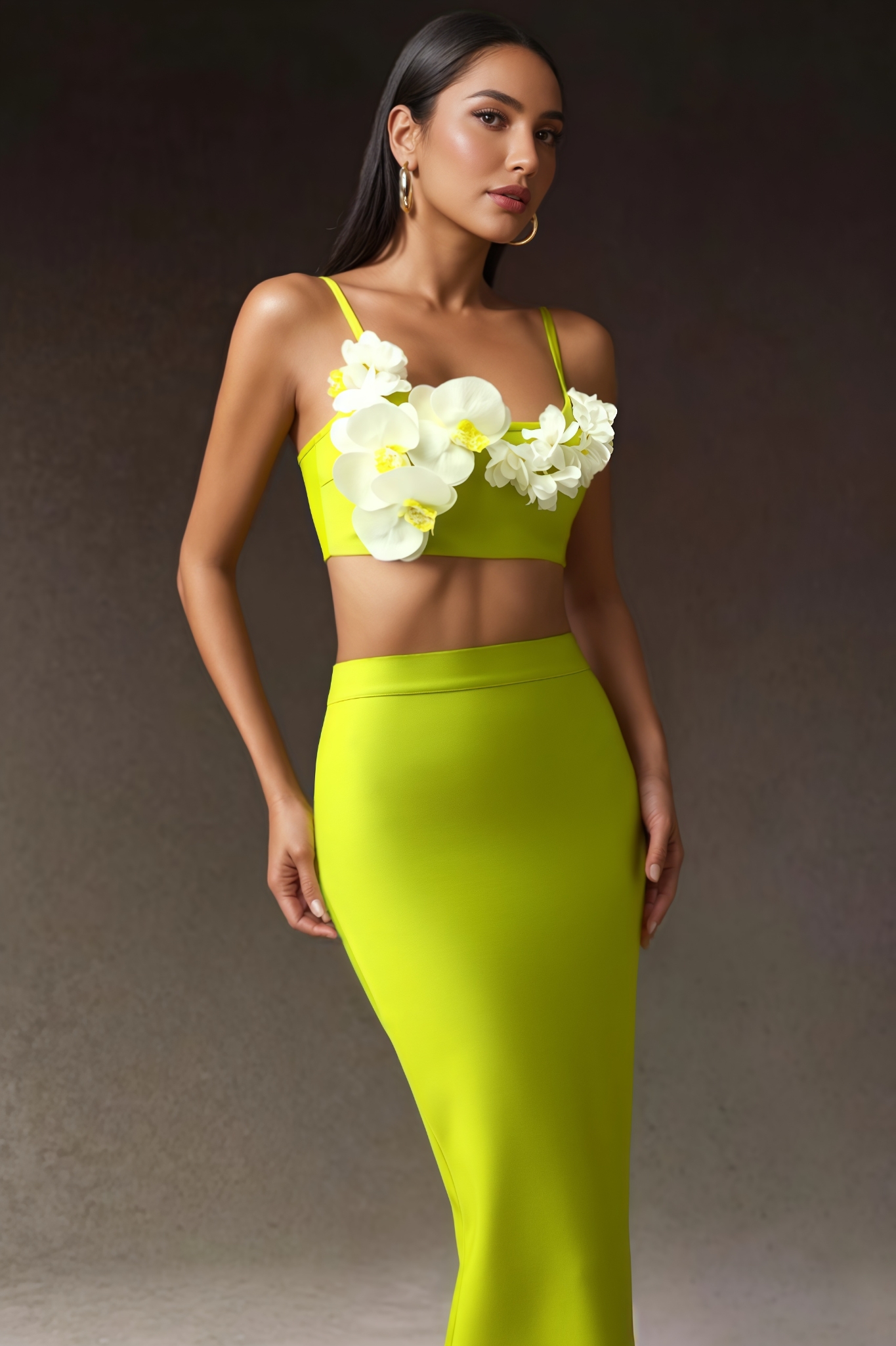 Flowers Slim Bandage Dress Set